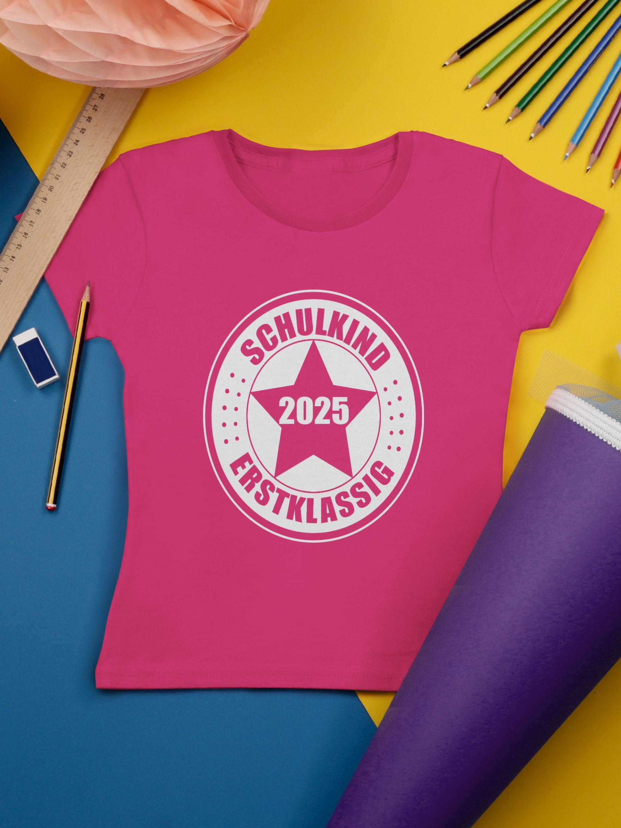 Shirtracer T-Shirt Schulkind 2025 Erstklassig Geschenk Einschulung Geschenke Schulanfang Einschulung Mädchen