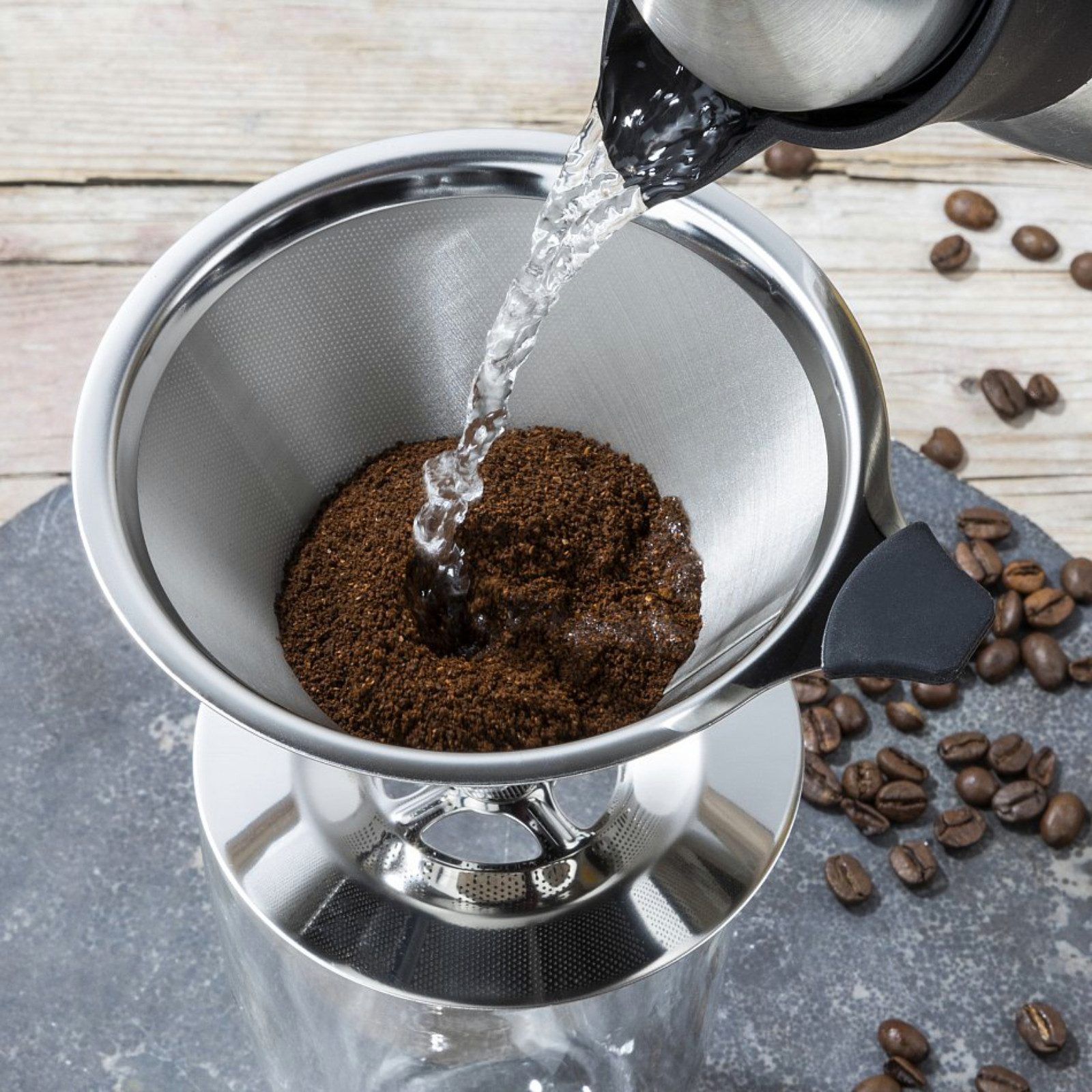 Haushalt International Im- und Export GmbH Permanentfilter Kaffeefilter Brühfilter Dauerfilter, Edelstahl, Edelstahl, H 9cm, Ø 12,5cm, Feinmaschig
