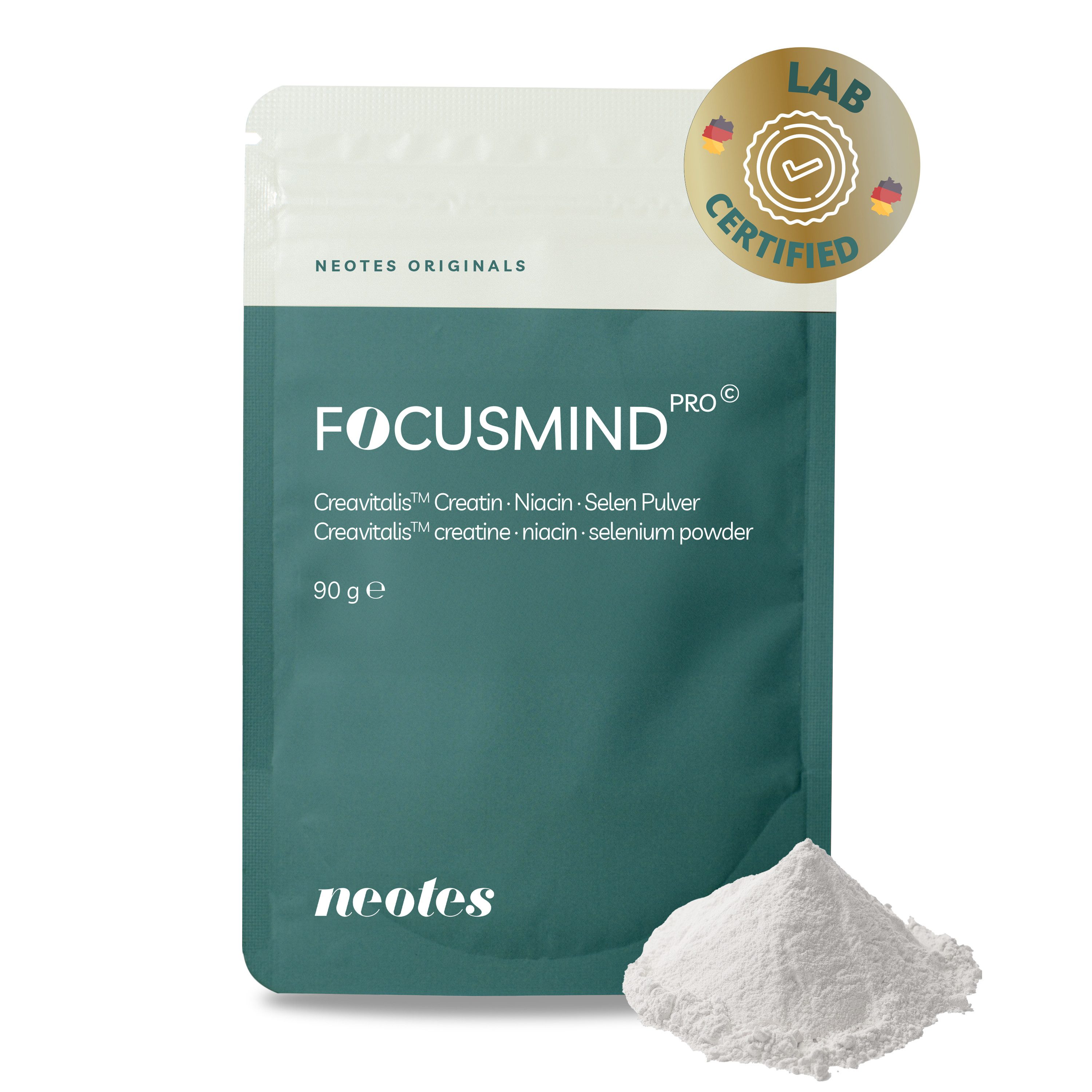 neotes Focusmind Pro© (Kreatin, Niacin und Selen) 90 g Pulver