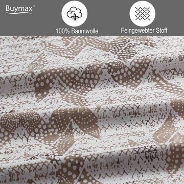 Bettwäsche, Buymax, Renforce: 100% Baumwolle, 2 teilig, 135x200 cm Kissenbezug 80x80cm mit Reißverschluss Zickzack Beige Braun