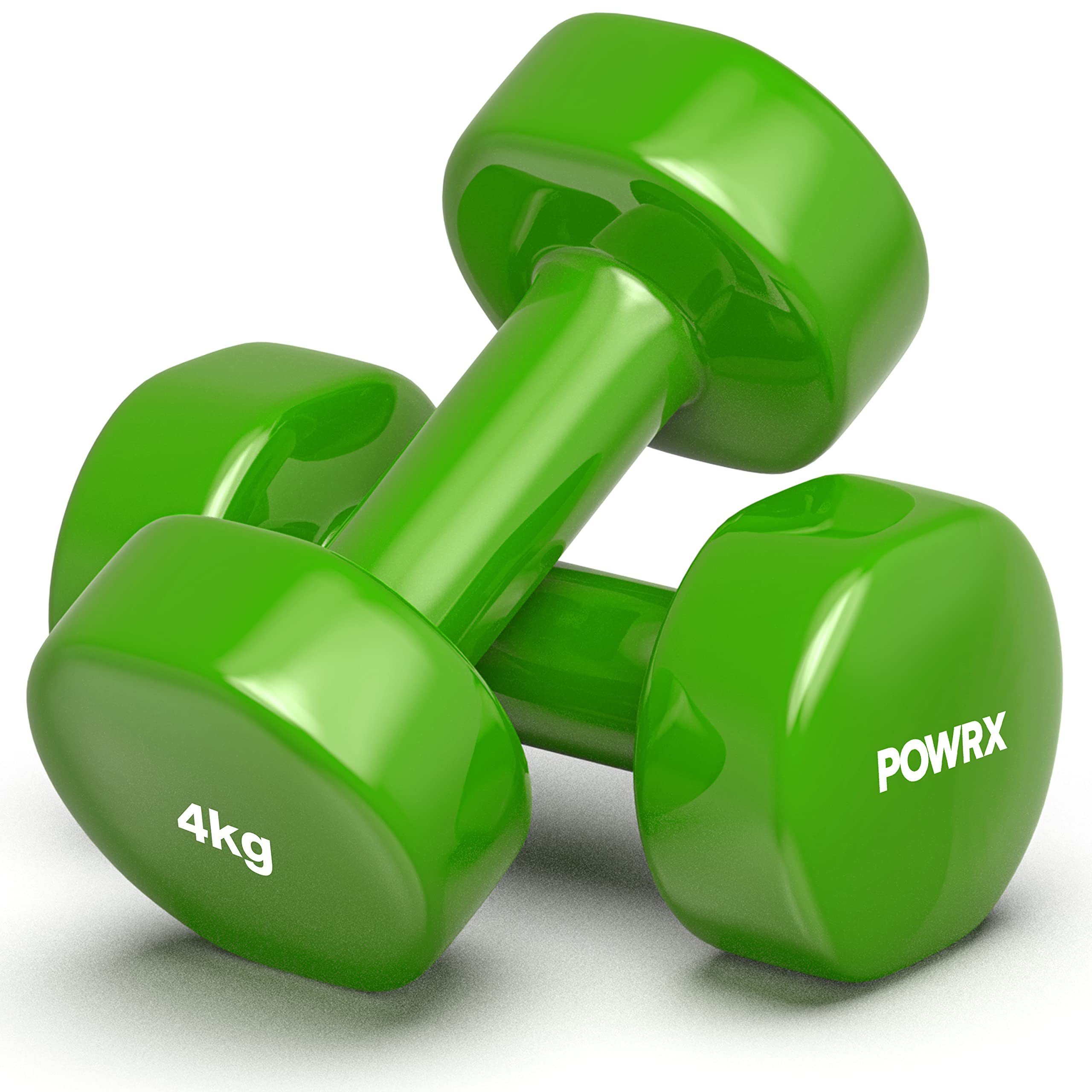 POWRX Gymnastikhantel Vinyl-Hanteln Paar (2 x 4kg, grün) Gymnastik/Aerobic/Pilates 0,5-10kg, Grn (2X4Kg)