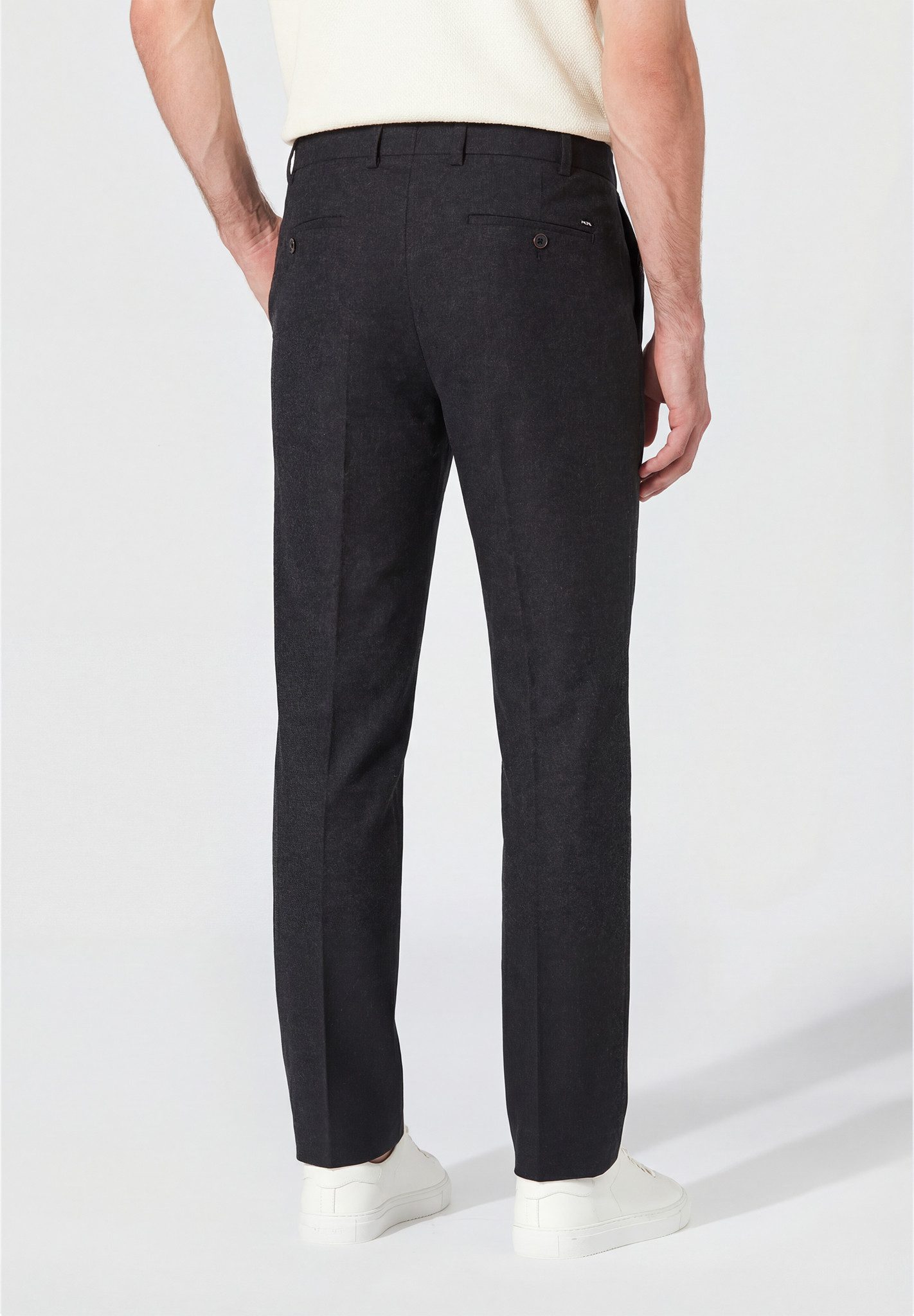 Hiltl Anzughose Tilo I Wollhose Herren Slim Fit Tweed Stretch, grau, 48 Hose aus Schurwolle mit Stretch, elegante Hose für Büro und Freizeit