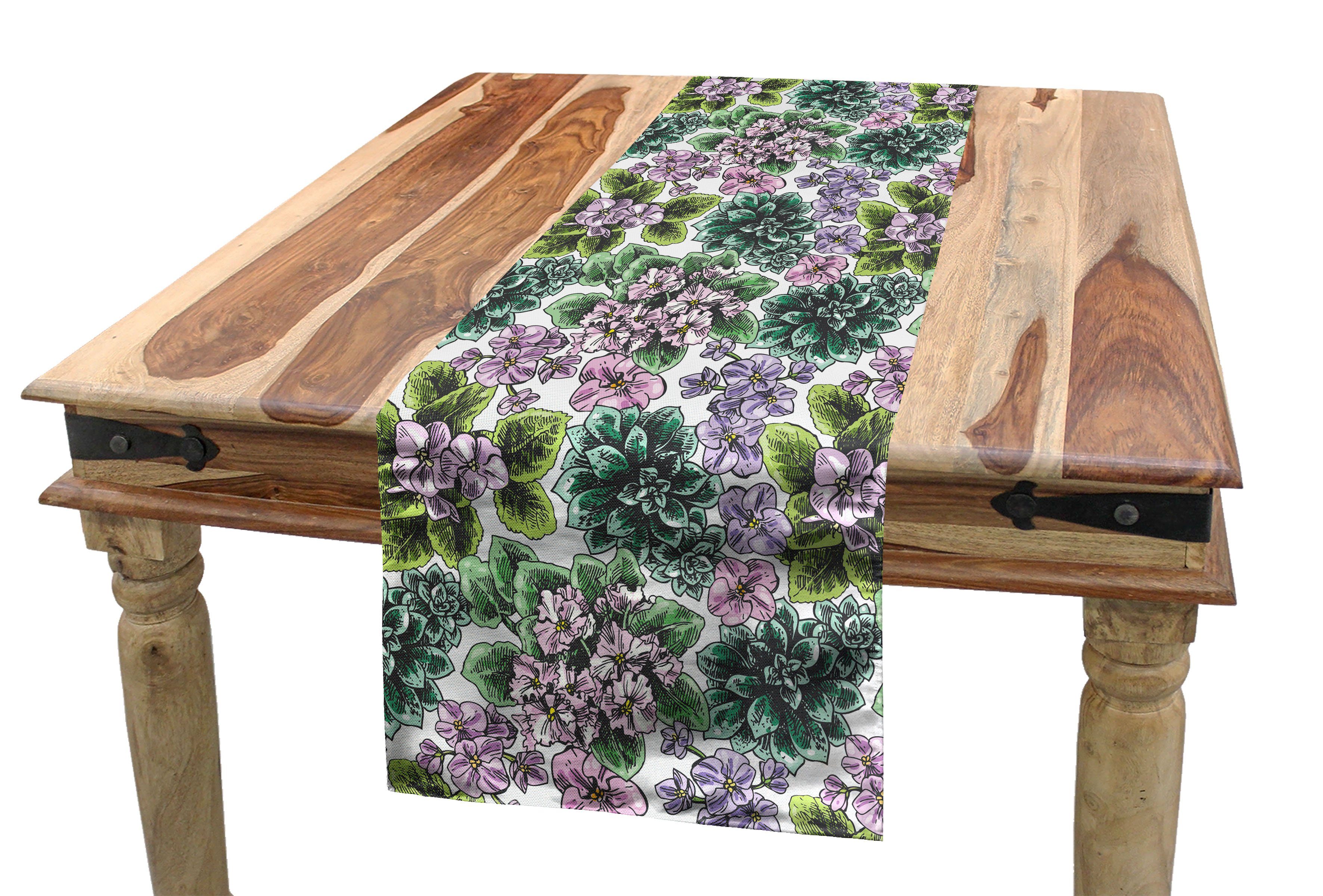 Tischläufer, Blumen Pfingstrosen Violet Rechteckiger Esszimmer Abakuhaus Tischläufer Dekorativer Küche