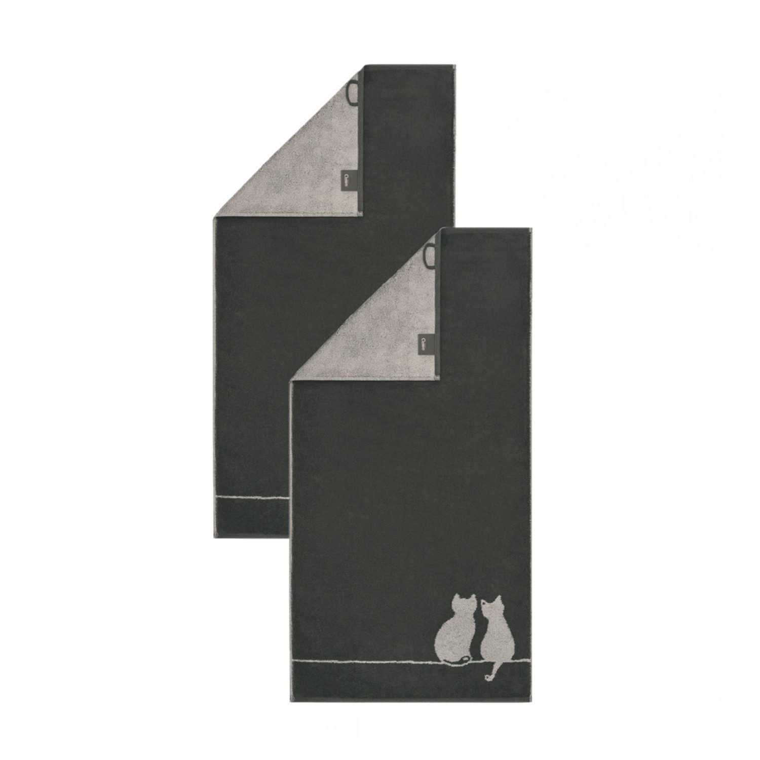 Cawö Handtuch 2 Stück Cawö Gästetücher Cute Cats 6263-77 Katzen Anthrazit G günstig online kaufen