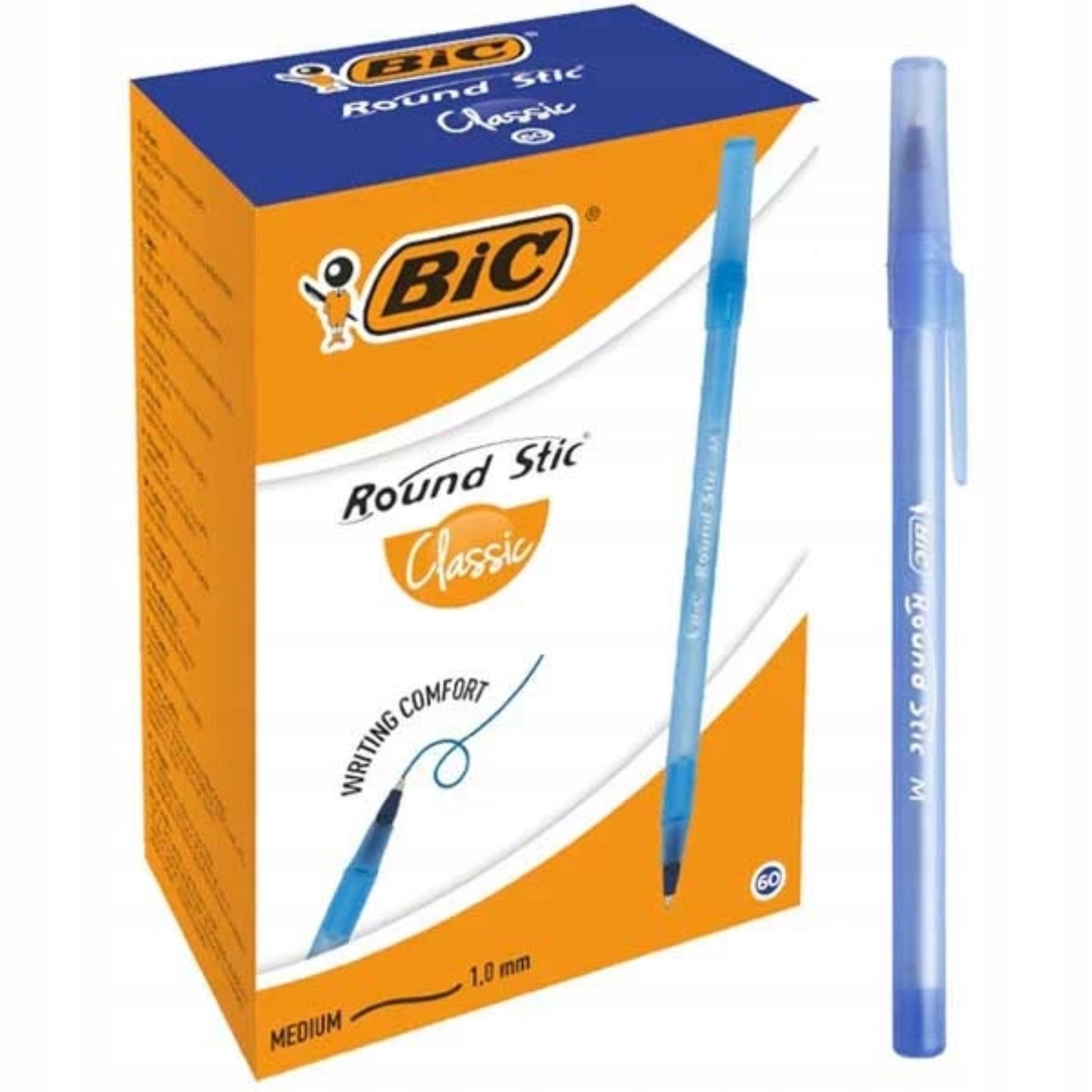 BIC Kugelschreiber BIC Round Stic Classic M – 60x blaue Kugelschreiber, für den Alltag!, (60-tlg)