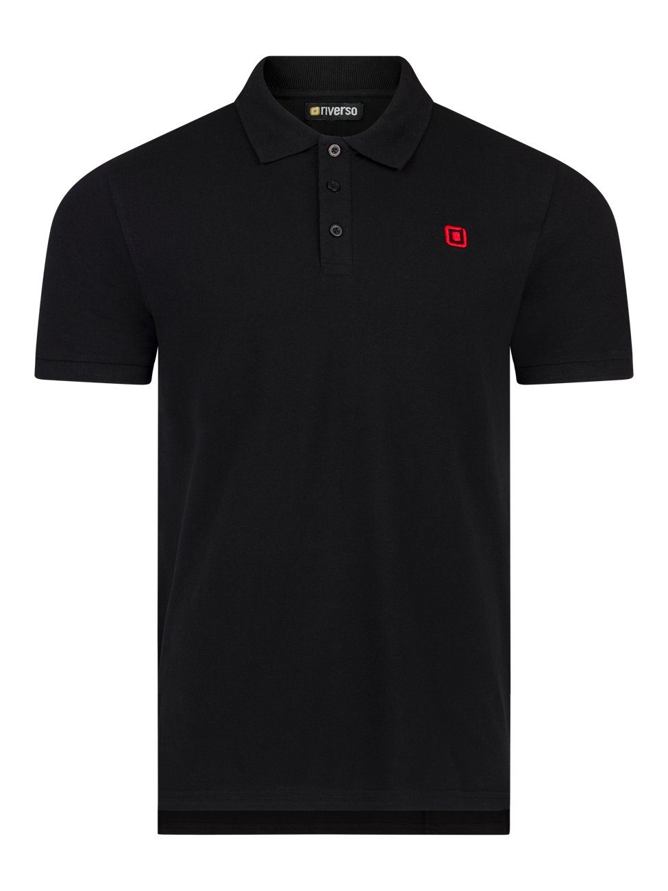 riverso Poloshirt Herren Polohemd RIVJohn Regular Fit (1-tlg) Basic Hemd aus 100% Baumwolle Black-Formula Red