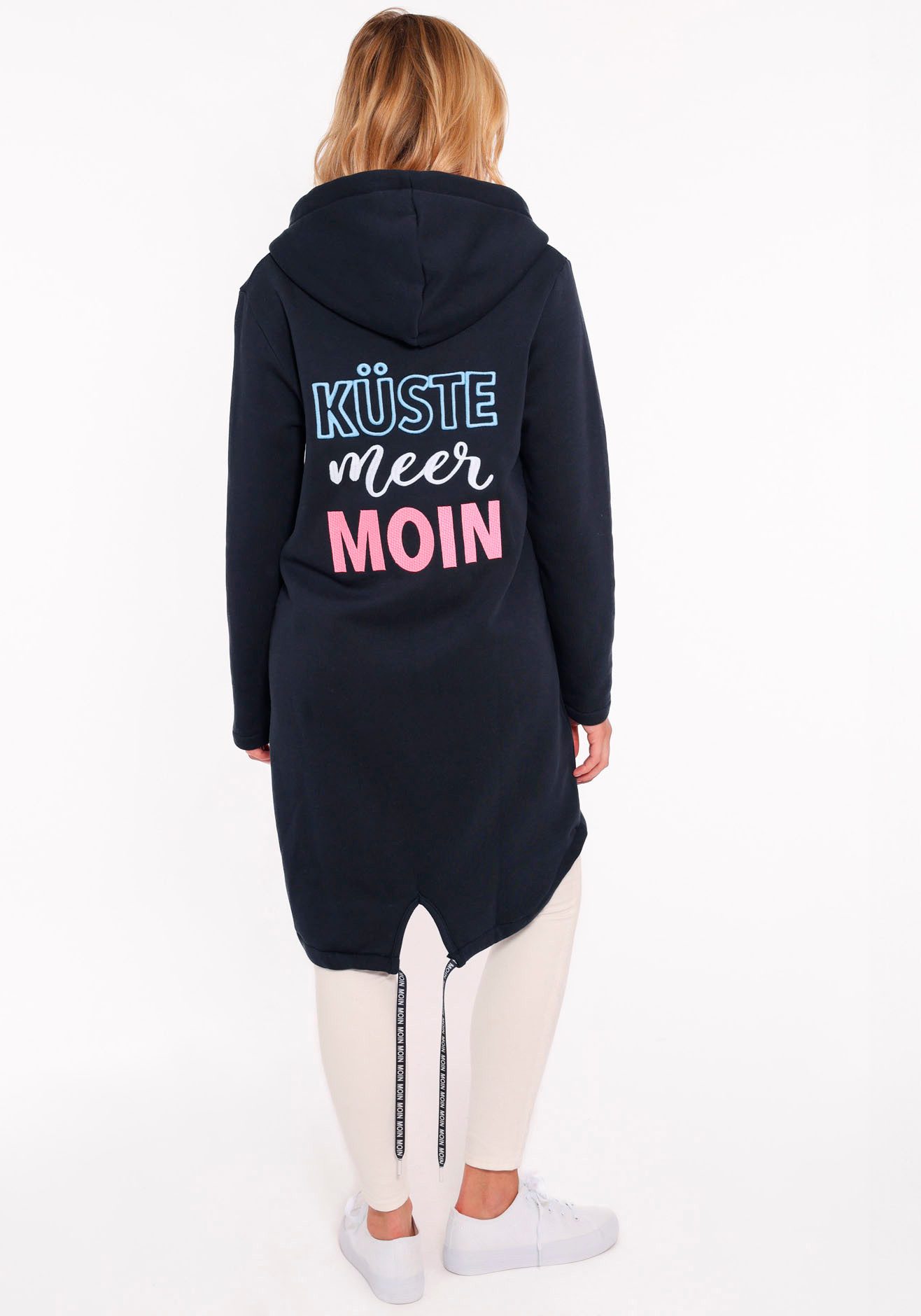Zwillingsherz Jerseymantel "Küste Meer Moin" mit Kapuze, Taschen, Front und Backmotiv Küste Meer Moin – Bild 4 von 5