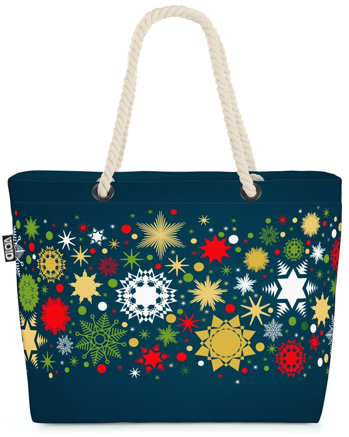 VOID Strandtasche (1-tlg), Sterne Weihnachten Winter Beach Bag Dekoration Deko Sterne Schmuck Weihnachten
