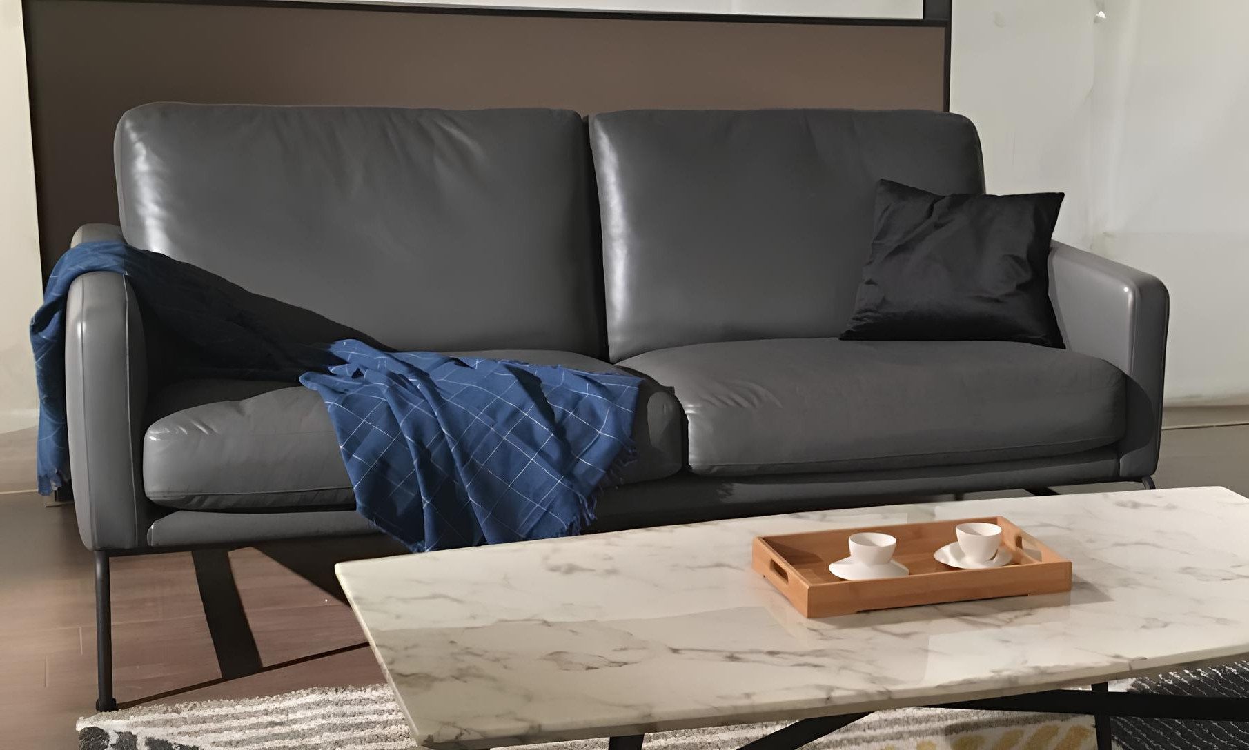 Xlmoebel Polstergarnitur Elegante Leder-Sitzmöbel mit modernem Design und hohem Komfort, (3-tlg., Sofa 2 Sitzer + 2x Sessel), Hergestellt in Europa