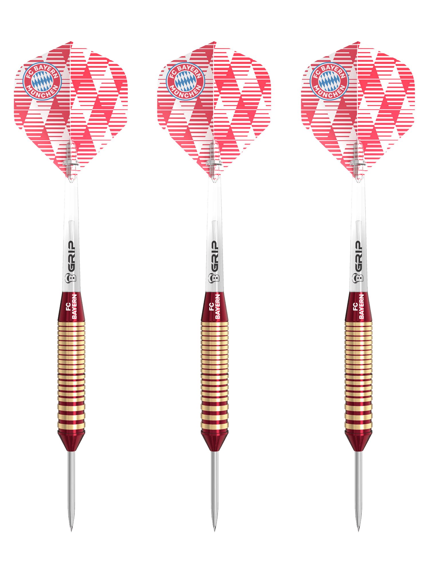 BULL'S Dart-Flights FC Bayern München I Steeldarts Braas 21 g I Rot