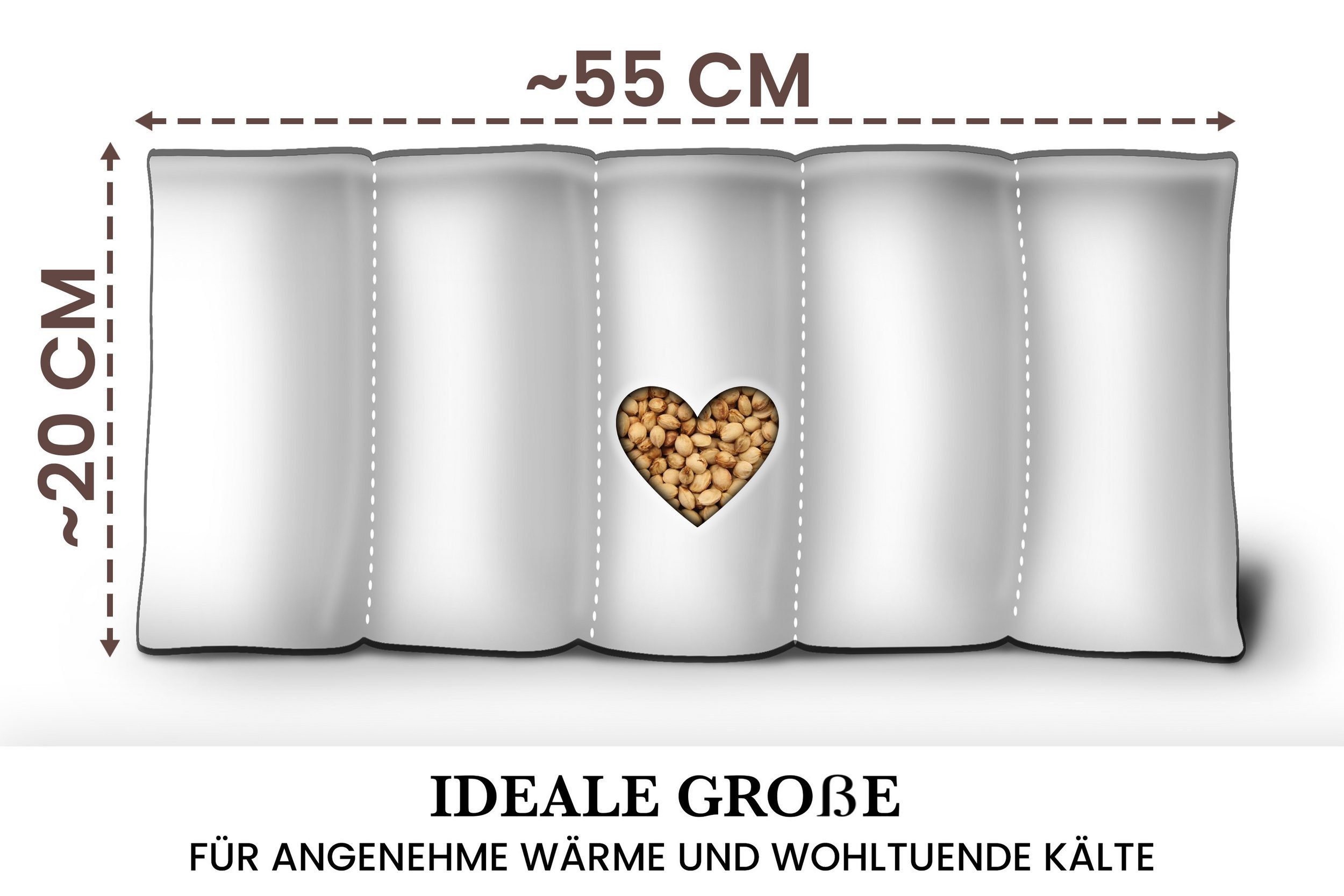 Amilian Kirschkernkissen für Mikrowelle - Kirschkernkissen Nacken Schulter - 55x20 cm, Wärmekompresse - Wärmekissen - Kältekissen, Wärmekompresse, Füllung: 100% Kirschkerne - Bezug: 100% Baumwolle