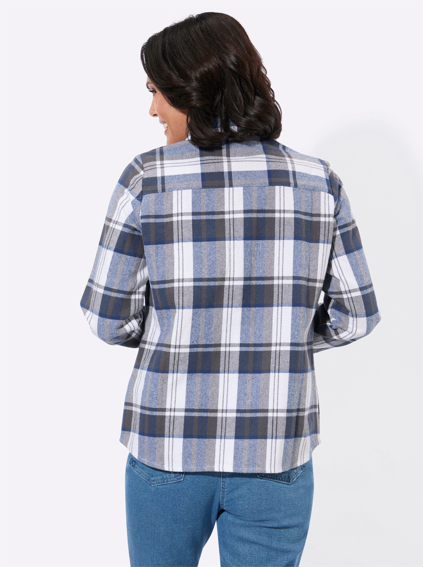 Witt Blusenblazer Flanell-Bluse Langarm