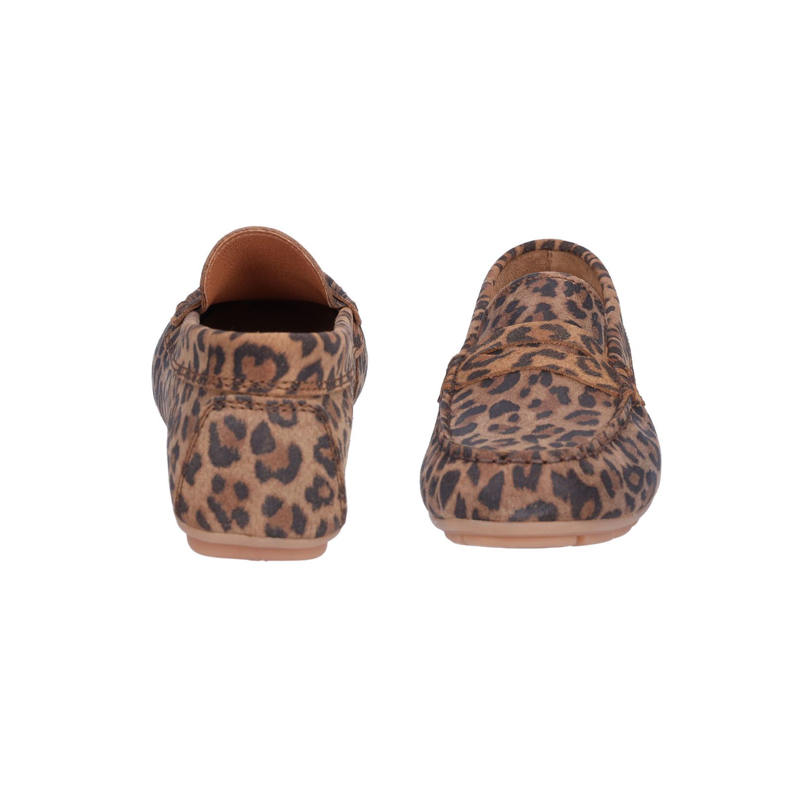 MIDS MIRELLA Damen Mokassin Animalprint leo Slipper aus Rauleder mit Leder-Innensohle & Gummisohle