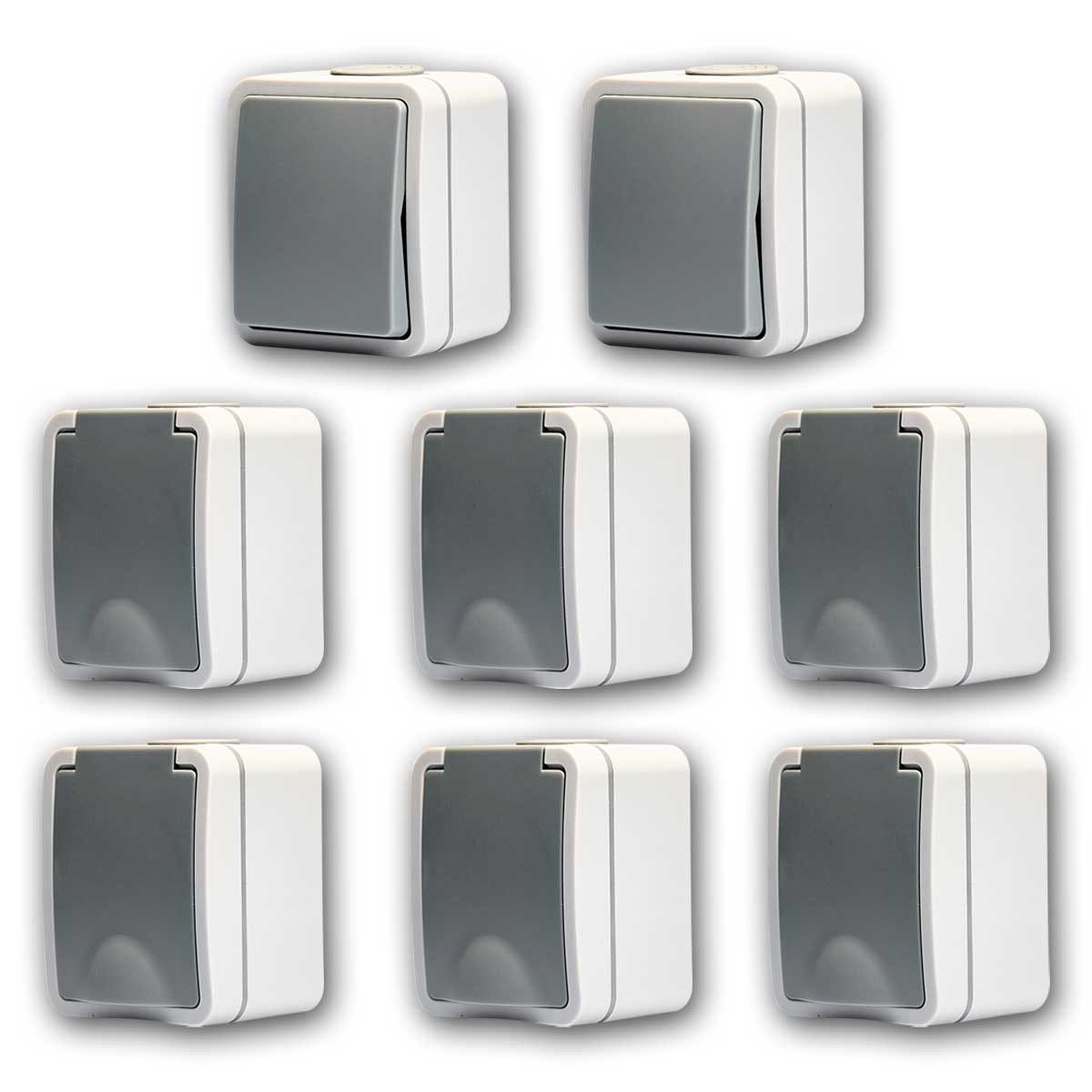 McPower Aufputz-Steckdose FIX Set "Starter" 8-teilig IP54 230V~ Steckanschlu