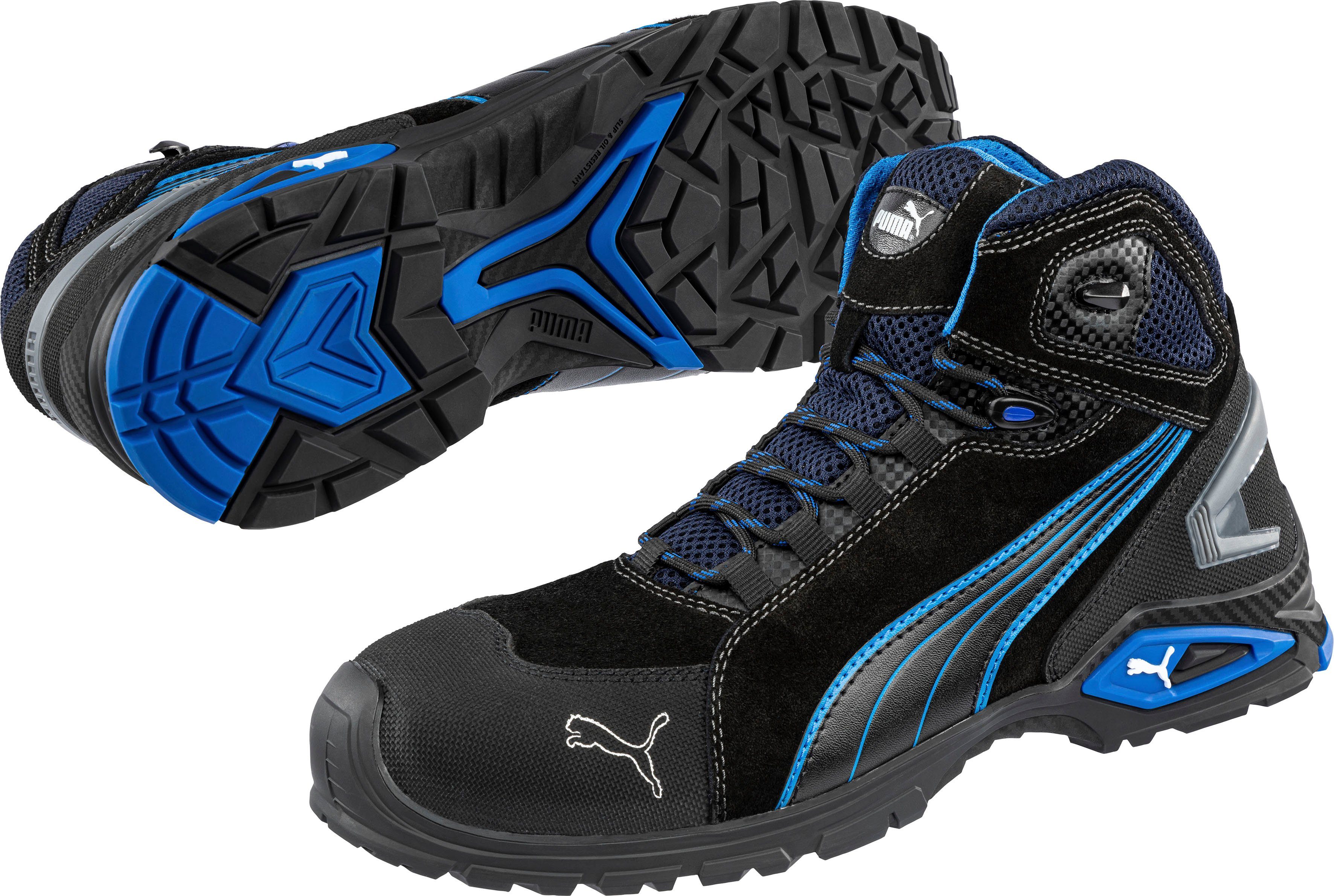 Mid PUMA Rio Black RELIEF“ Sicherheitsstiefel S3L Safety SR, Premium-Einlegesohle evercushion® FO Sicherheitsklasse