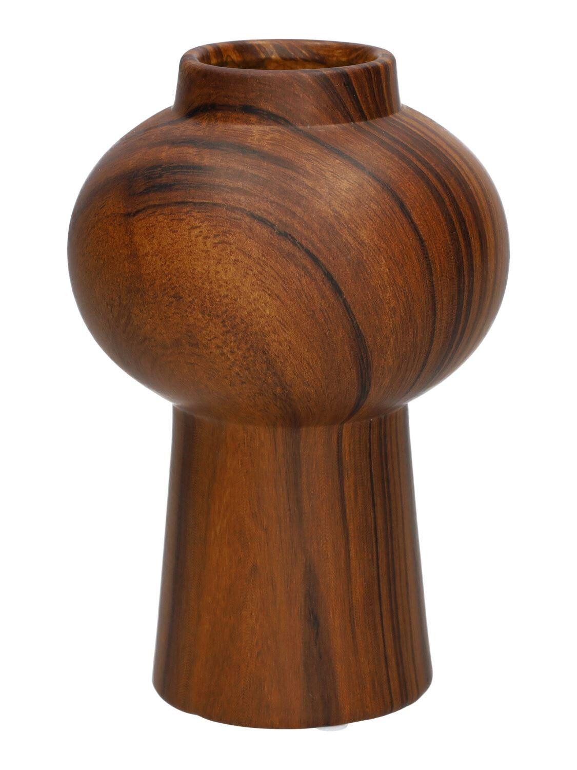 INNA-Glas Dekovase Blumenvase MARILLA, in Holzoptik, Dolomit, braun, 15cm, Ø10cm