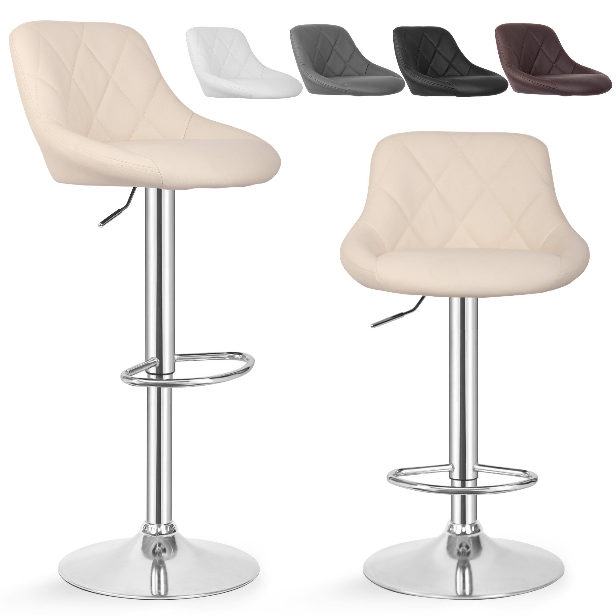 Barhocker Barstuhl 2er Set mit Fußstütze Höhenverstellbar Kunstleder