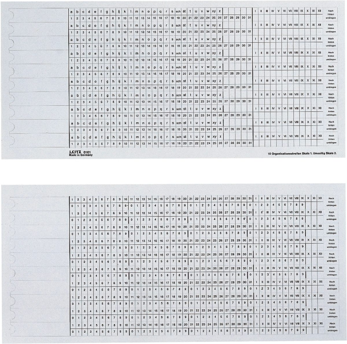 LEITZ Hefter Organisationsstreifen Alpha Skale1/2 VE=100 Stück