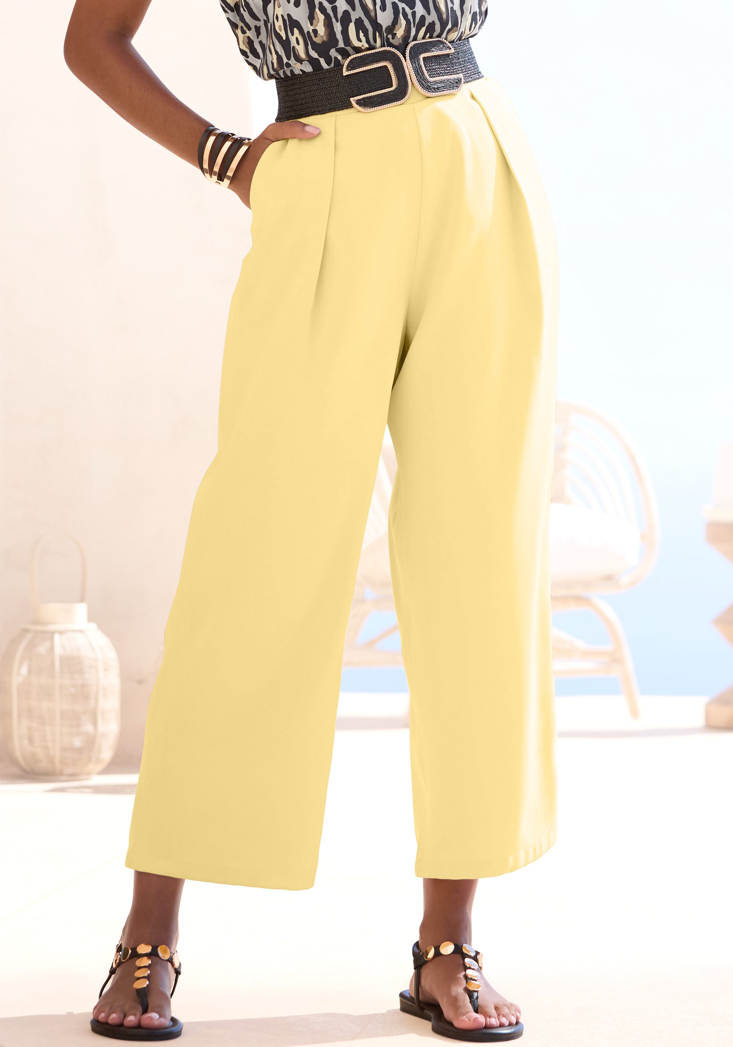 Lascana 7/8-Hose mit modischen Bundfalten und weitem, luftigem Bein sommerlich elegante Schlupfhose aus Webware, Culotte
