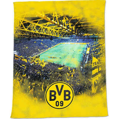 Kinderbettdecke, BVB-Fleecedecke mit Stadionprint, 150 x 200 cm, Borussia Dortmund