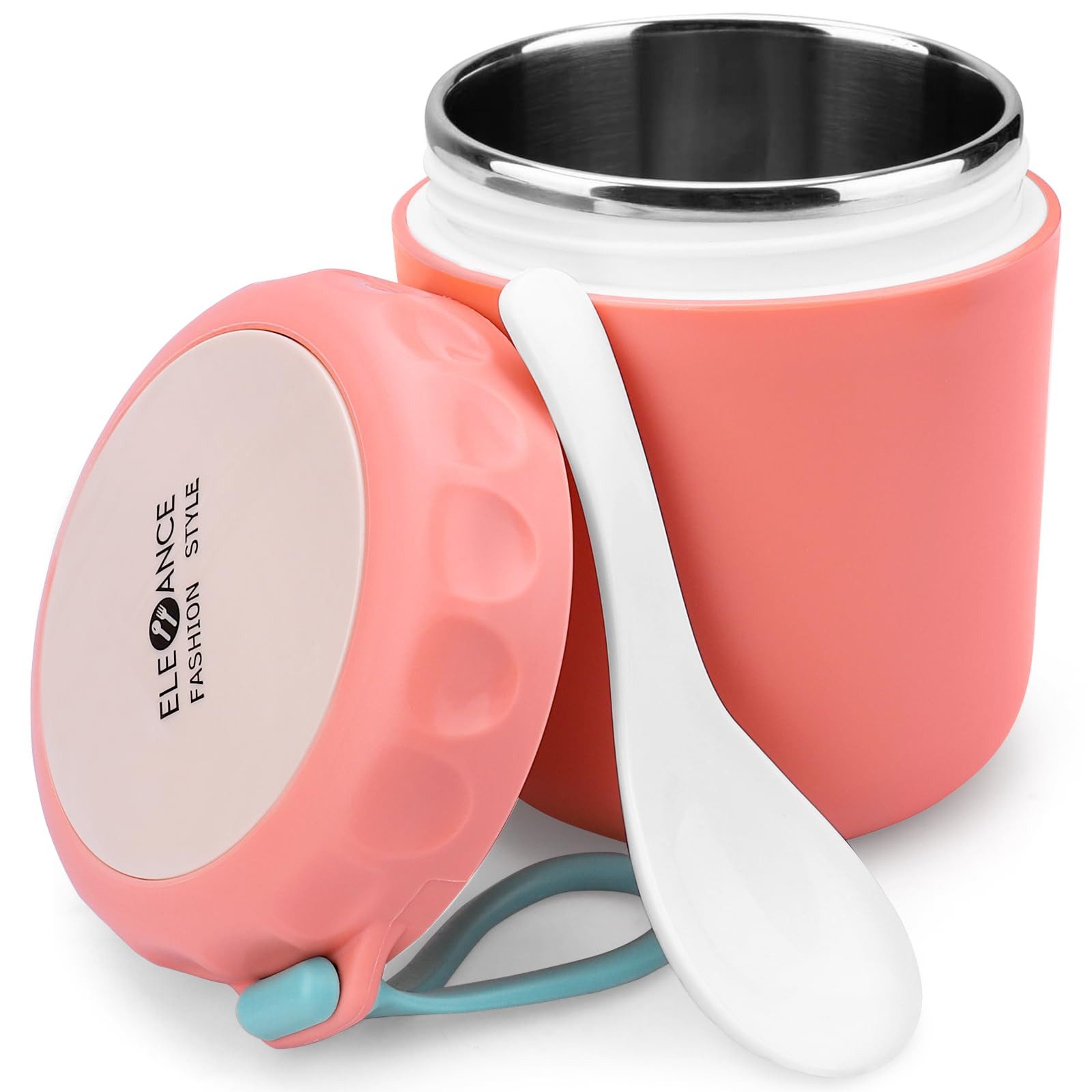 Coonoor Thermobehälter Edelstahl, 400ml Warmhaltebehälter Essen Lunchbox Löffel, Edelstahl, Edelstahl, für Suppen, Speisen, Müsli