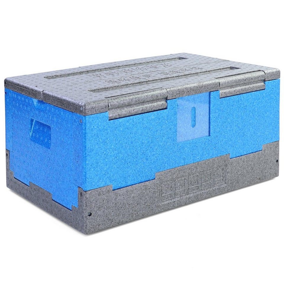 RAMROXX Kühlbox Warmhaltebox Kühl Thermo faltbar Blau Grau 40L 600x365x293mm