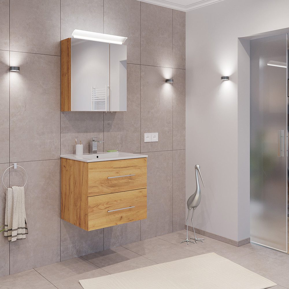 Lomadox Badmöbel-Set HARLINGEN-02, (Spar-Set, 2-St., Waschtisch Spiegelschr günstig online kaufen