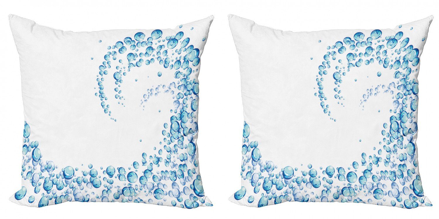 Kissenbezüge Modern Accent Doppelseitiger Digitaldruck, Abakuhaus (2 Stück), Blau Wasser-Tröpfchen Bubbles
