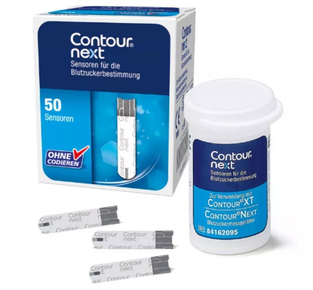 Ascensia Diabetes Care Blutzucker-Teststreifen Contour next XT Sensoren Blutzuckerteststreifen, Spar-Set, Diabetesüberwachung, 50-tlg., Blutzuckermanagement, Einfaches messen, Präzise Blutzuckermessung, Anwenderfreundlich, Automatische Codierung