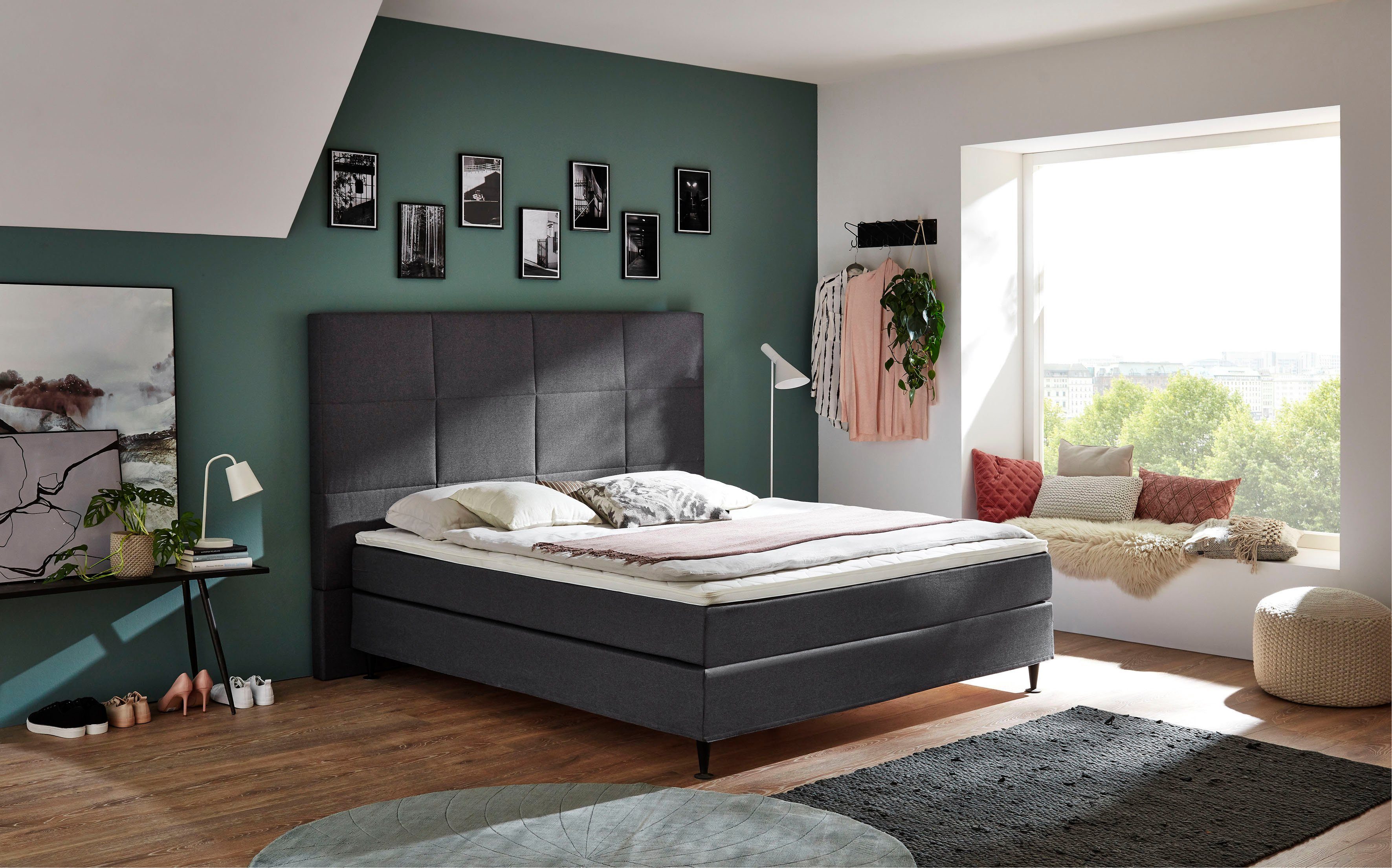 Home affaire Boxspringbett Linja, mit Hotelbett-Charakter, Komfortliegehöhe und Topper inklusive