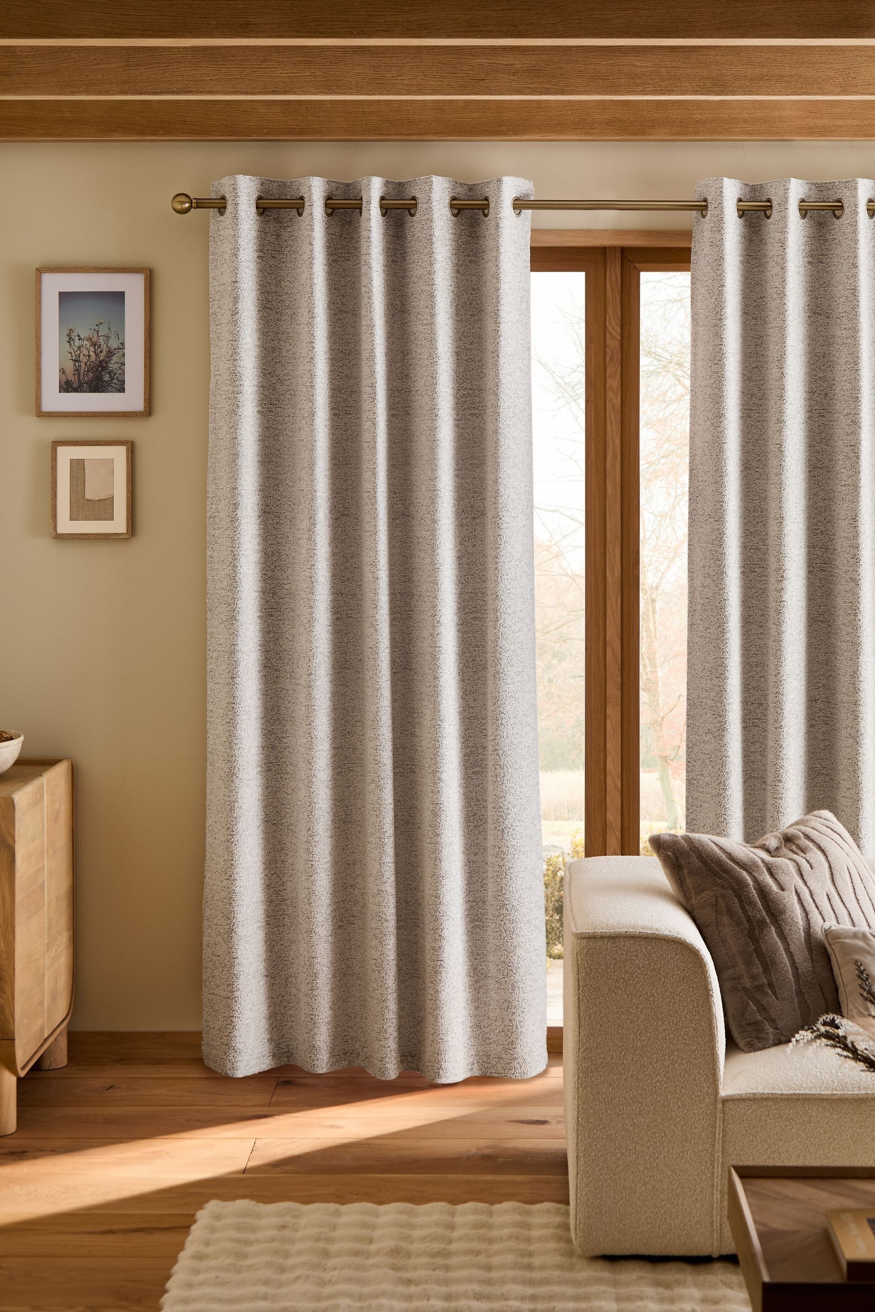 Next Vorhang Gefütterte Bouclé-Ösenvorhänge (2 St)