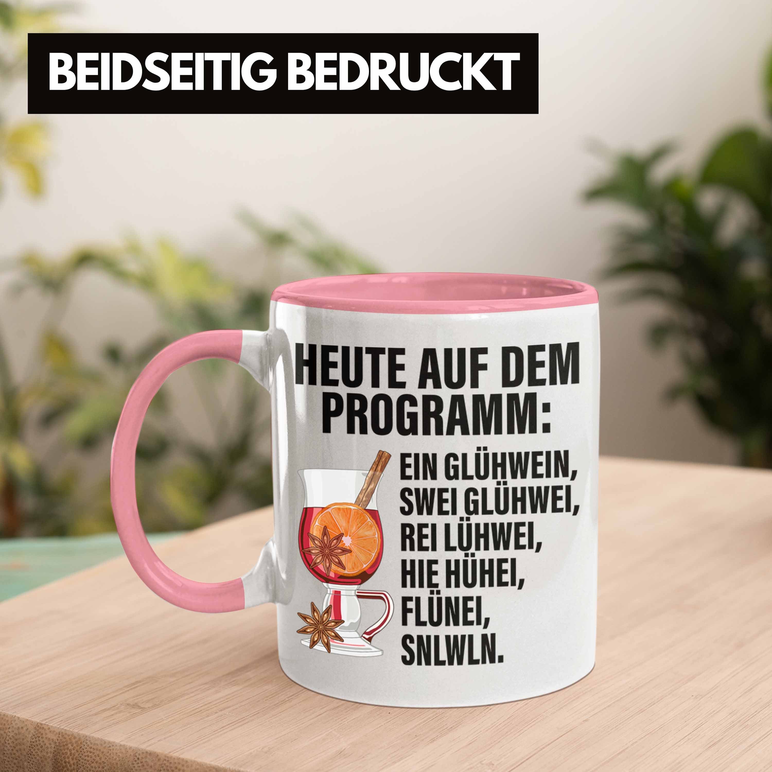 Trendation Tasse Trendation - Glühweintassen Geschenk Doppelwandig Lustig Henkel Becher Weihnachtsmarkt Glühweinbecher mit Lustige Tassen Spruch Gläser Glühwein Rosa Tasse