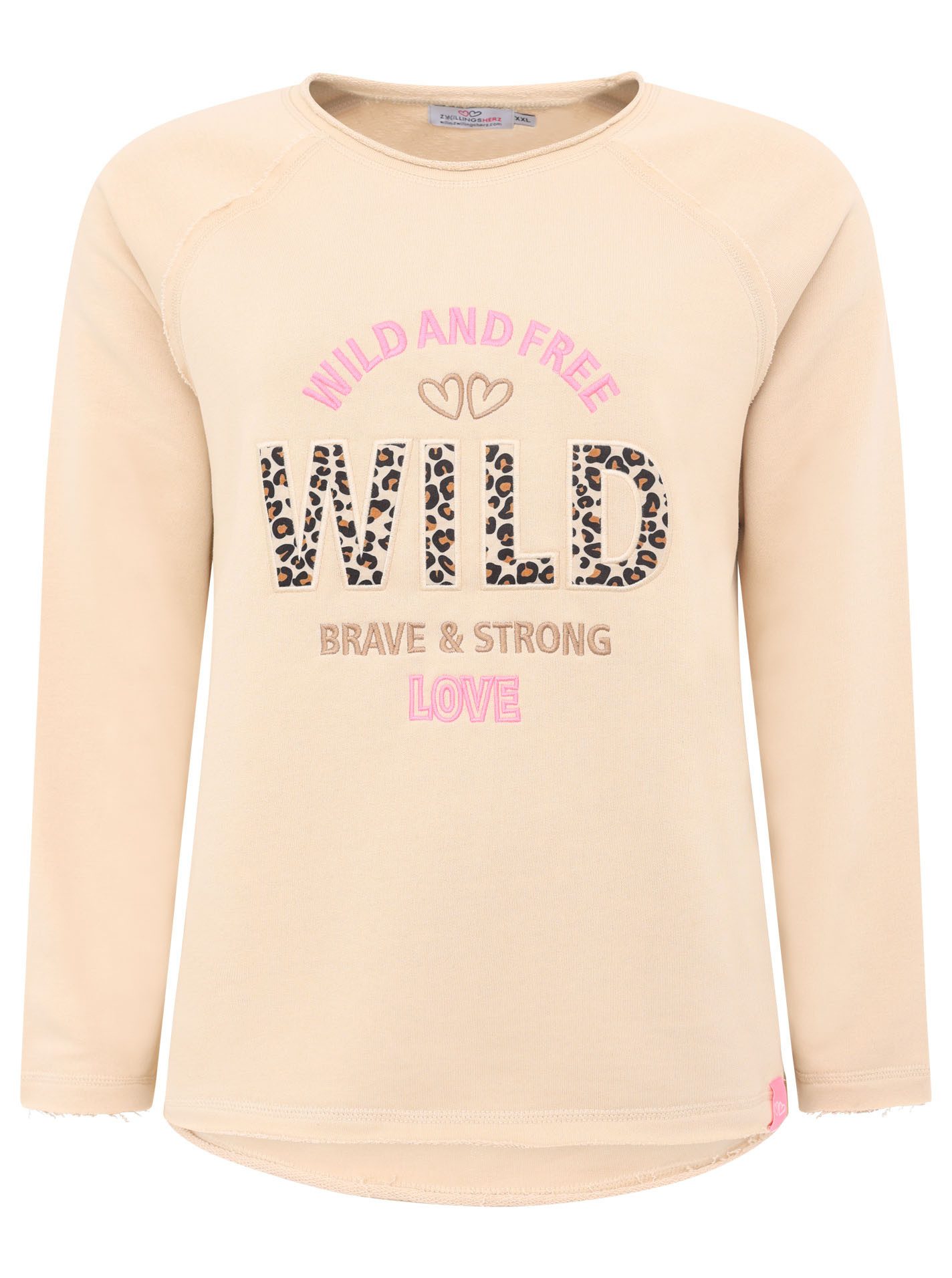 Zwillingsherz Sweater "Wild and Free" mit Used-Look Kanten, Leo Details und günstig online kaufen
