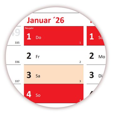 LYSCO Wandkalender Classic2 Wandplaner 2025 + 2026 / 2026 DIN A0/A1 - 14 Monate (gerollt), Plakatkalender