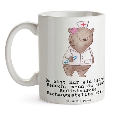 Mr. & Mrs. Panda Tasse Medizinische Fachangestellte Herz - Weiß - Geschenk, Büro Tasse, Spre, Keramik, Herzberührende Designs