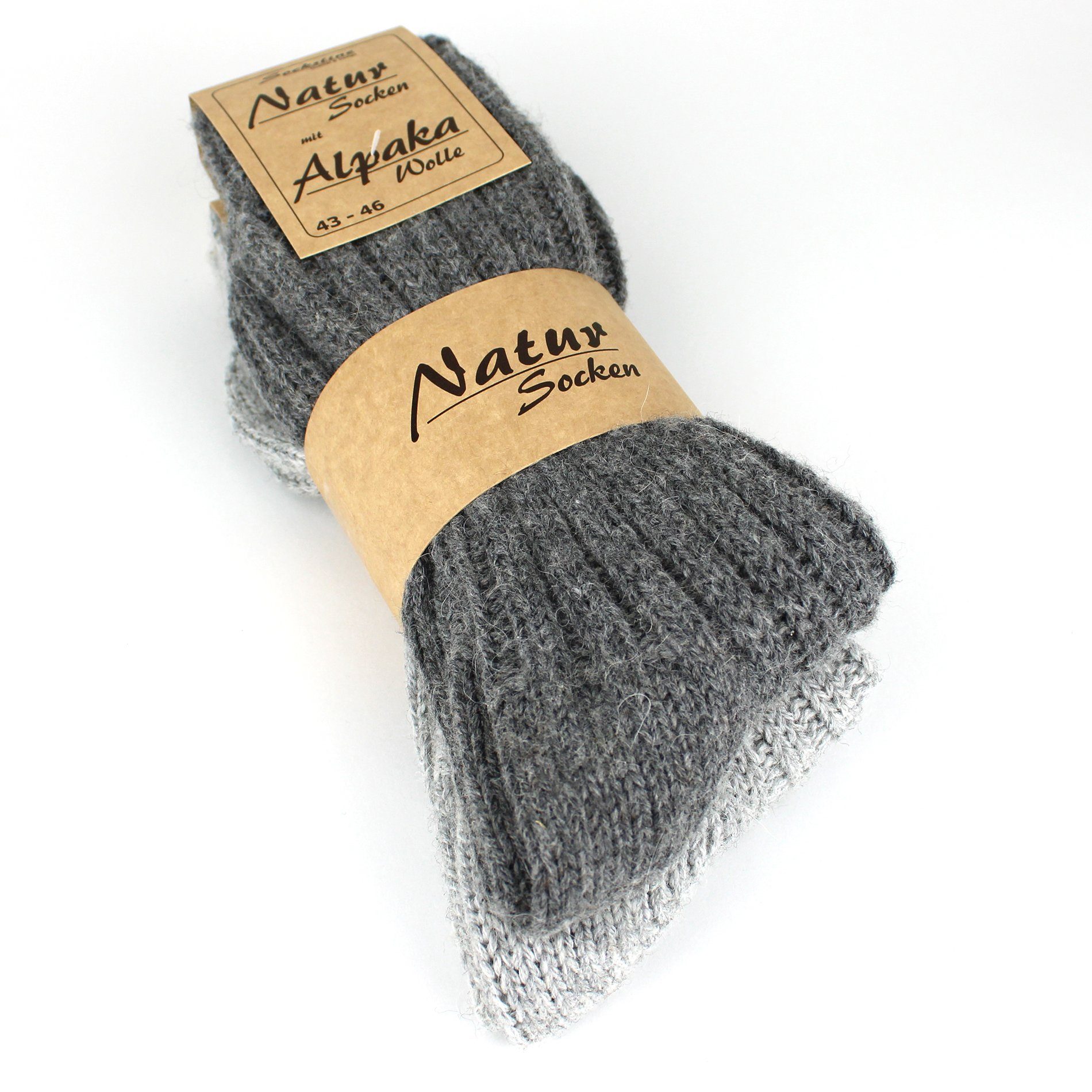 Wörleonline Wintersocken Thermosocken grau/anthrazit den für Socken und Damen Alpaka Herren, (Set, für Winter ideal Wollsocken, 2-Paar)