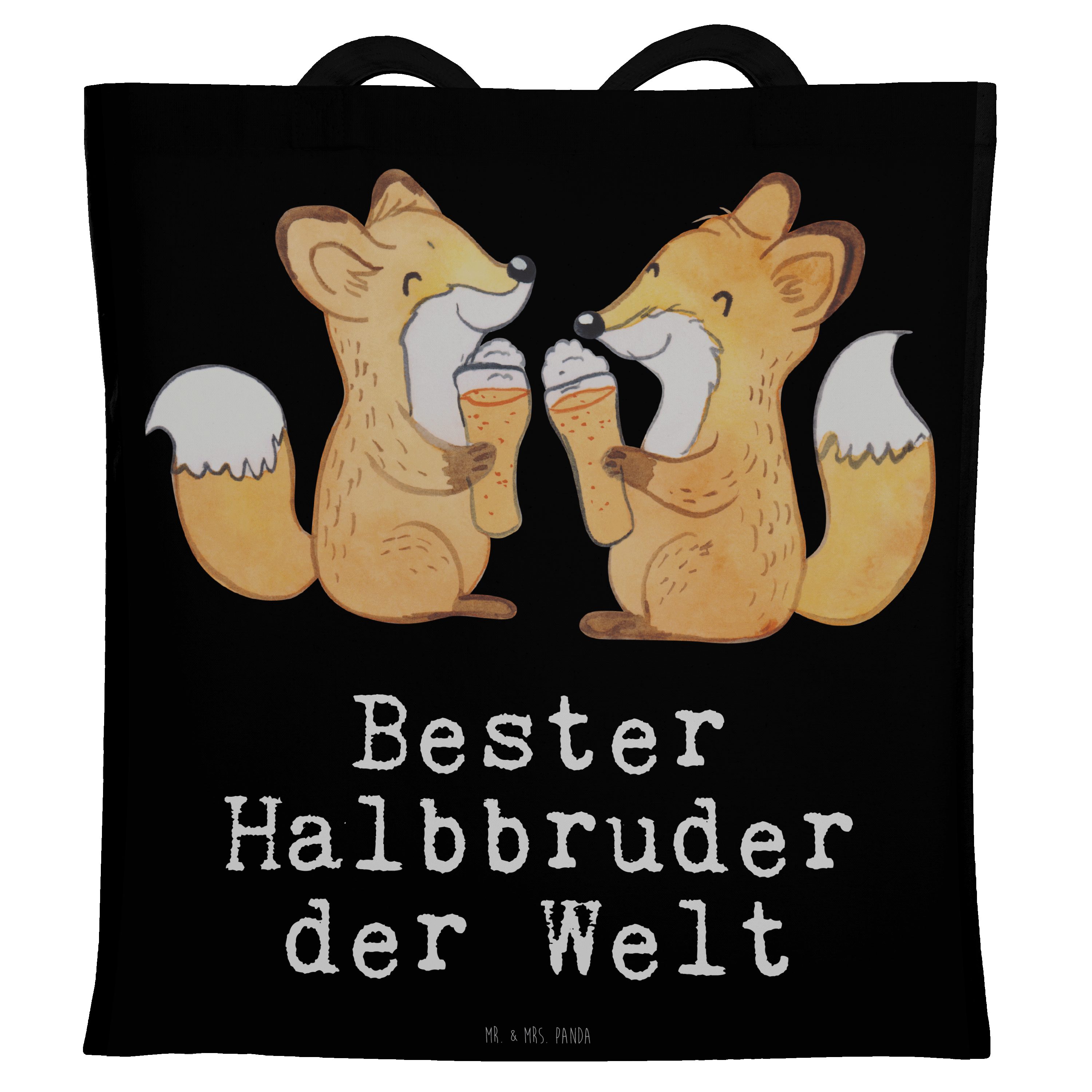 Geschenkidee, - Halbbruder der Schwarz (1-tlg) Panda & Bester Tragetasche Geschenk, Mr. Fuchs - Mrs. Welt