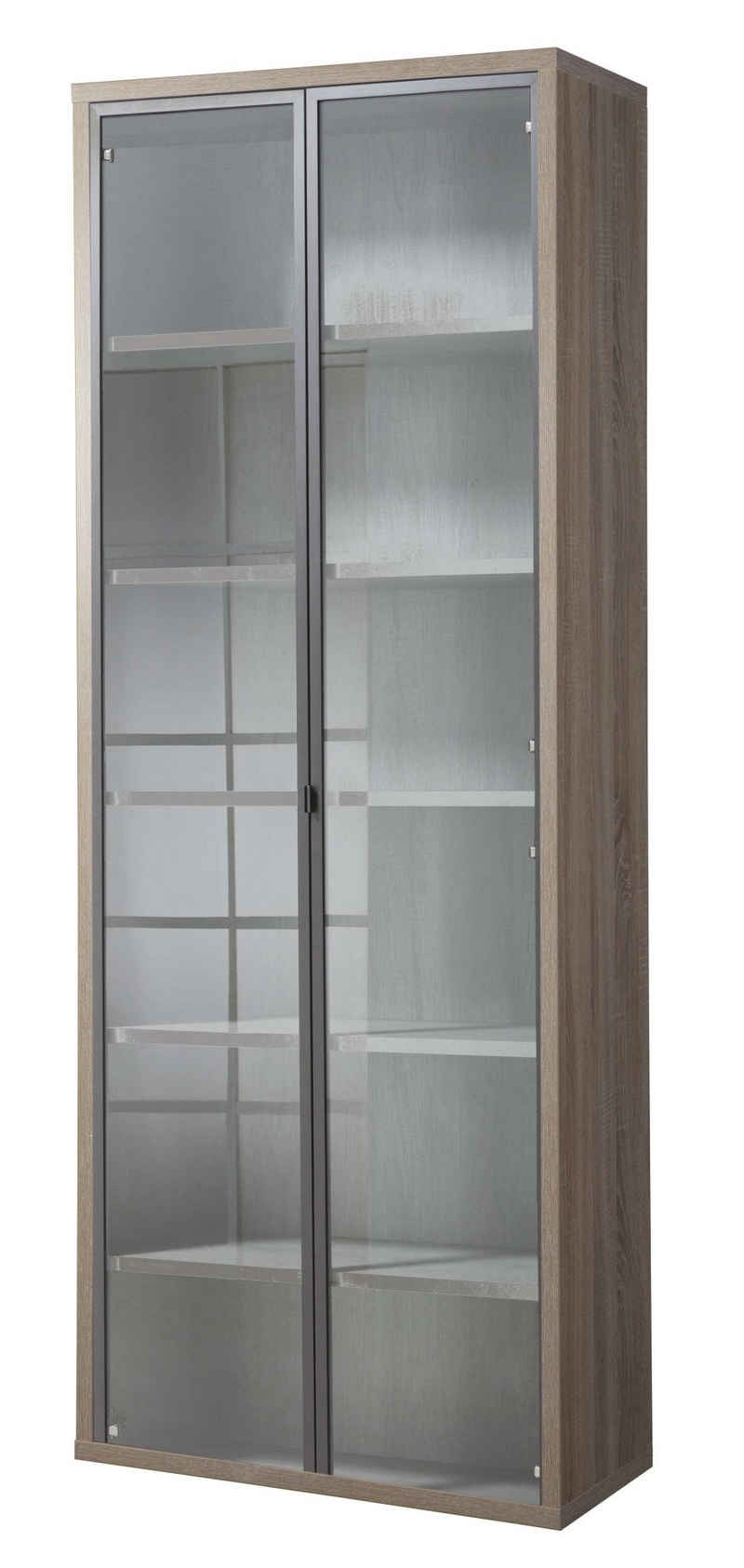 Composad Aktenschrank DISEGNO, Bücherregal mit 2 Glastüren, verstellbare Böden, Höhe 217 cm, 100% recyceltes Holz, Made in Italy