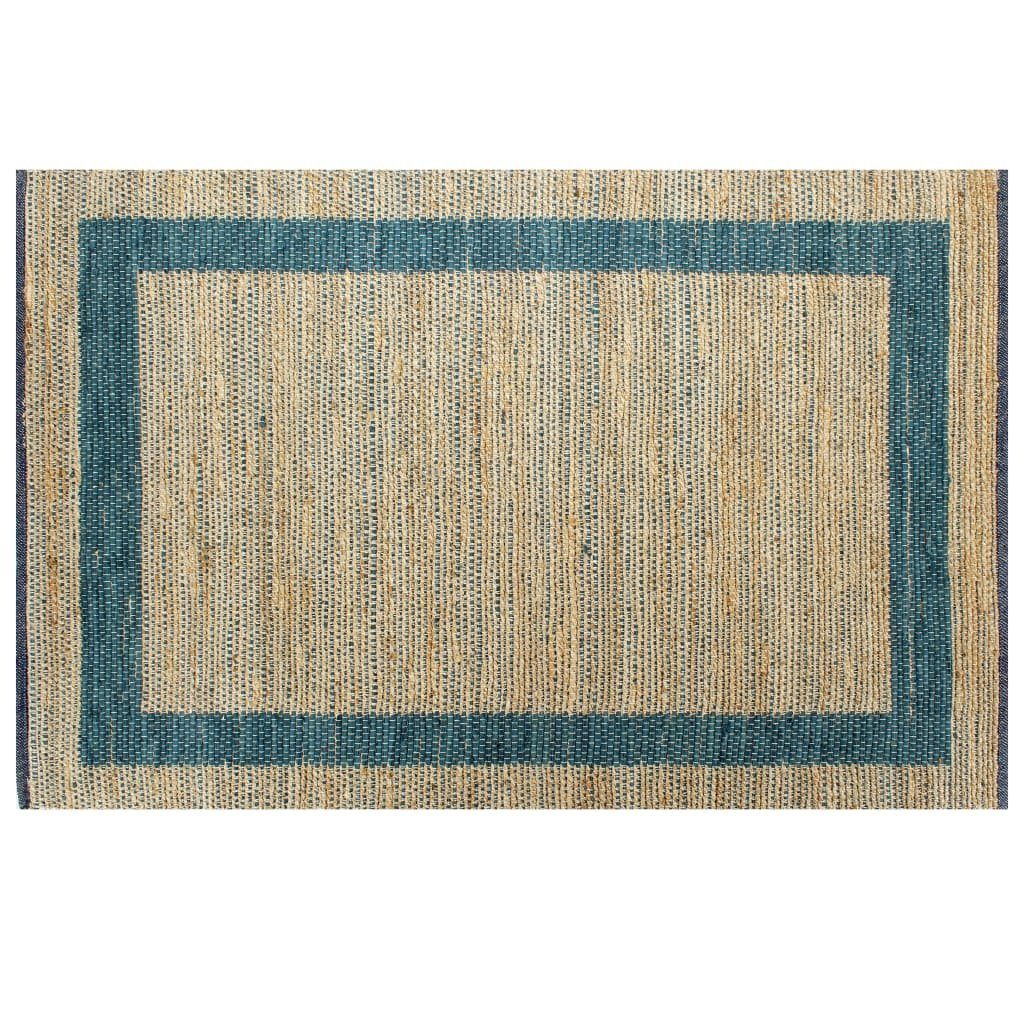 80x160 Rechteckig Teppich Teppich Handgefertigt vidaXL, Jute Blau cm,