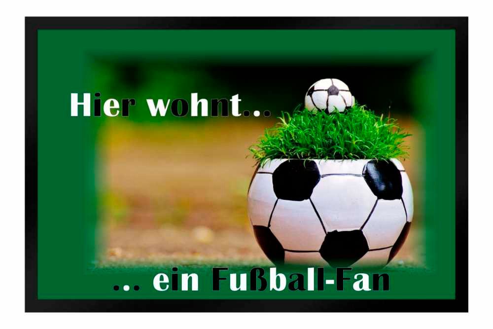 Ladreas Fußmatte Schmutzfangmatte Hier wohnt ein Fußball Fan F558, 60x40