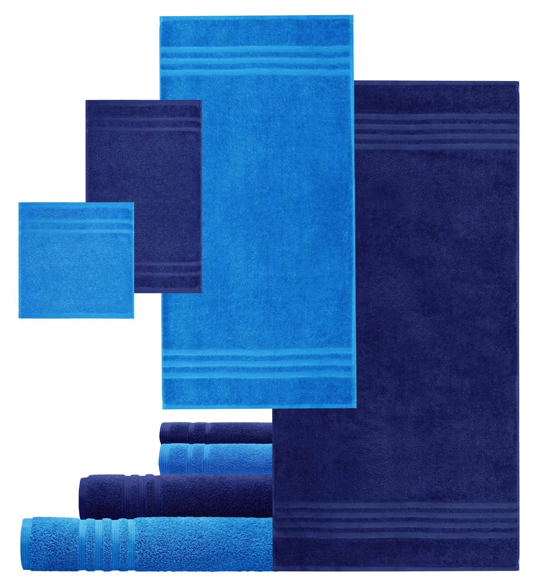 Set Lashuma Handtuchset im Baumwollhandtücher Capri London, Frottee, 8-tlg), Marine - Handtuch (Set, Blaue