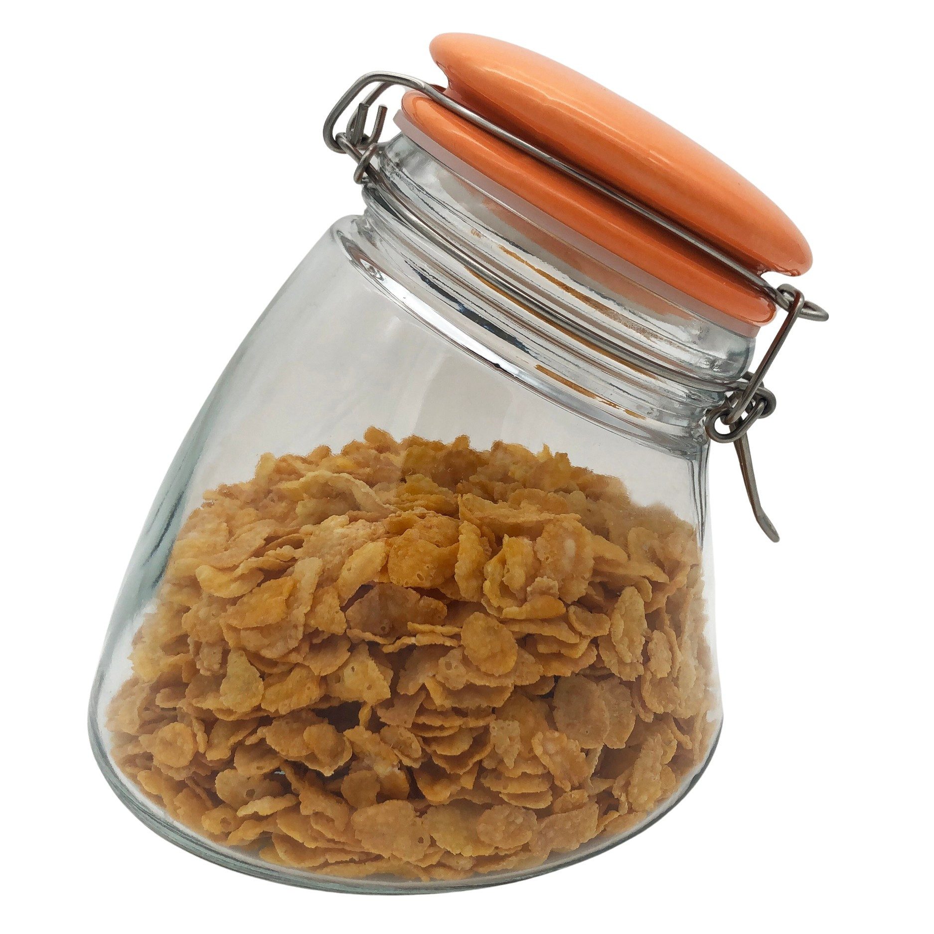 megusta! Vorratsglas Cornflakes Spender Kaffeedose Bonbonglas Keksdose, 1200 ml, Deckel Keramik, Bügelverschluss demontiertbar für Spülmaschine