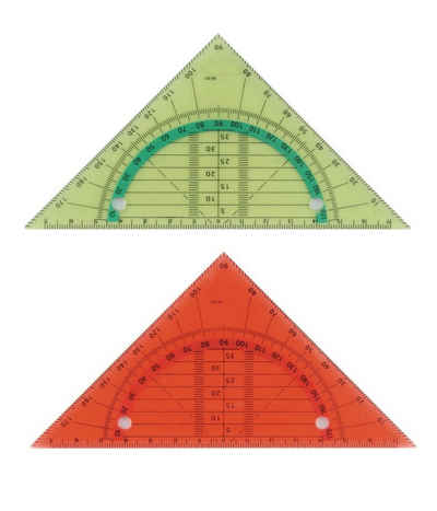 Stylex Schreibwaren Geodreieck 2 biegsame Geo-Dreiecke / Geometriedreieck / abheftbar / Farbe: je 1x