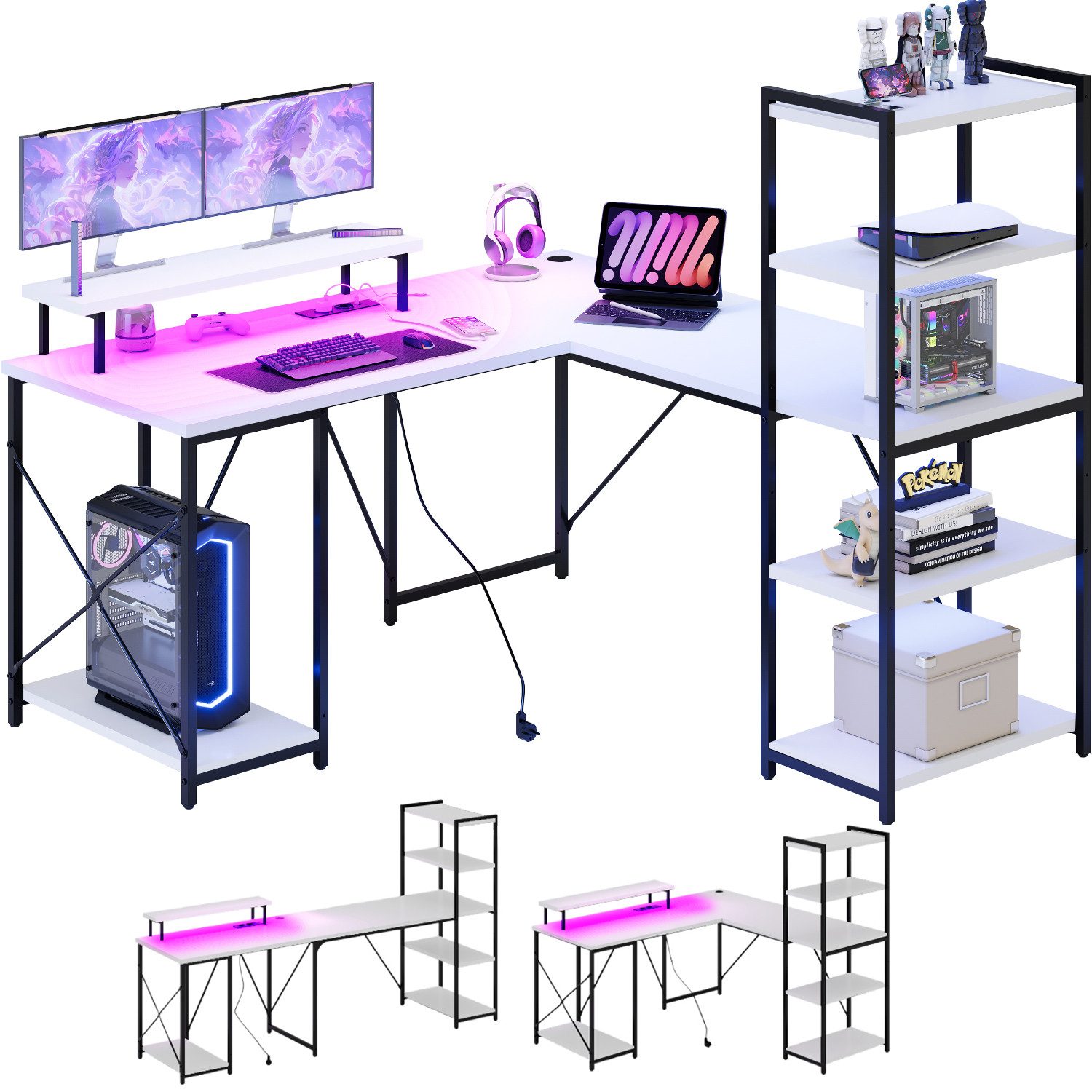 HOMALL Gamingtisch Schreibtisch mit LED und günstig online kaufen