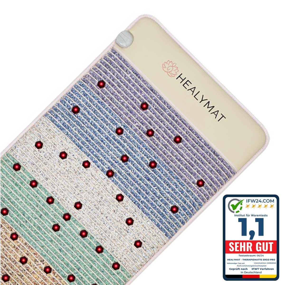 Healymat Massagematte Kristallmatte ERGO PRO, Magnetfeldmatte, Infrarot Tiefenwärme, pulsierendes Magnetfeld, Rotlicht-Therapie, Biophotonen Licht 660 nm, negative Ionen, Chakra Kristalle, optimiert Heilungsprozesse, fördert die Durchblutung, verbessert den Schlaf, entgiftet den Körper, aktiviert Selbstheilung