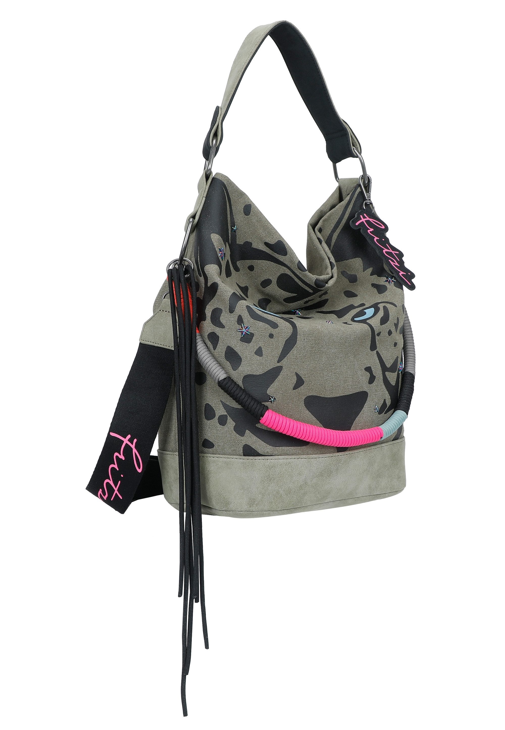 Fritzi aus Preußen Schultertasche Izzy07 Olga Limited Canvas Panther Spotty, mit abnehmbarem Fritzi-Anhänger – Bild 2 von 5