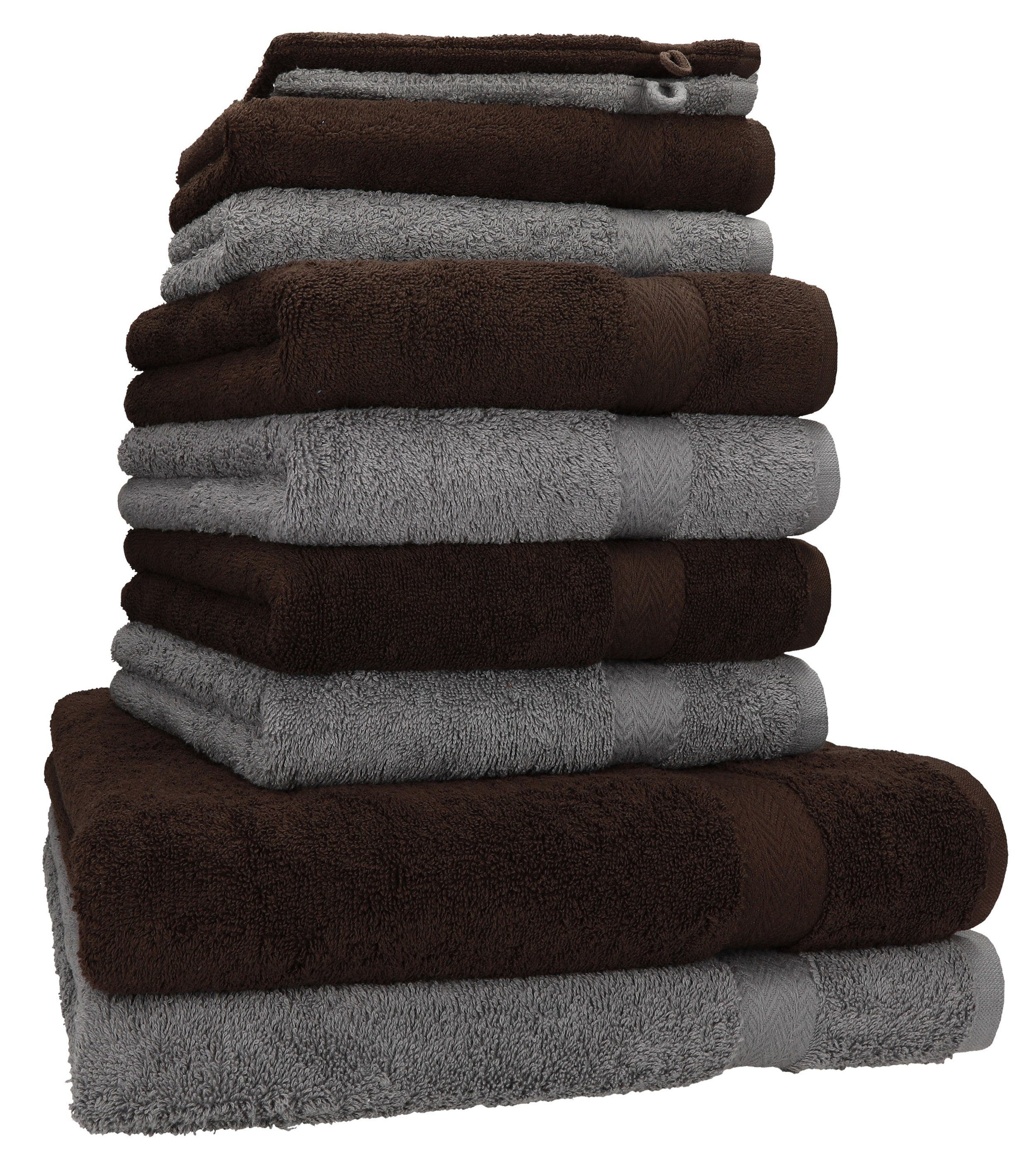 Set Handtuch Dunkelbraun 10-tlg. Baumwolle, Anthrazit, 100% Handtuch-Set Farbe Premium Betz 10-tlg) & (Set,