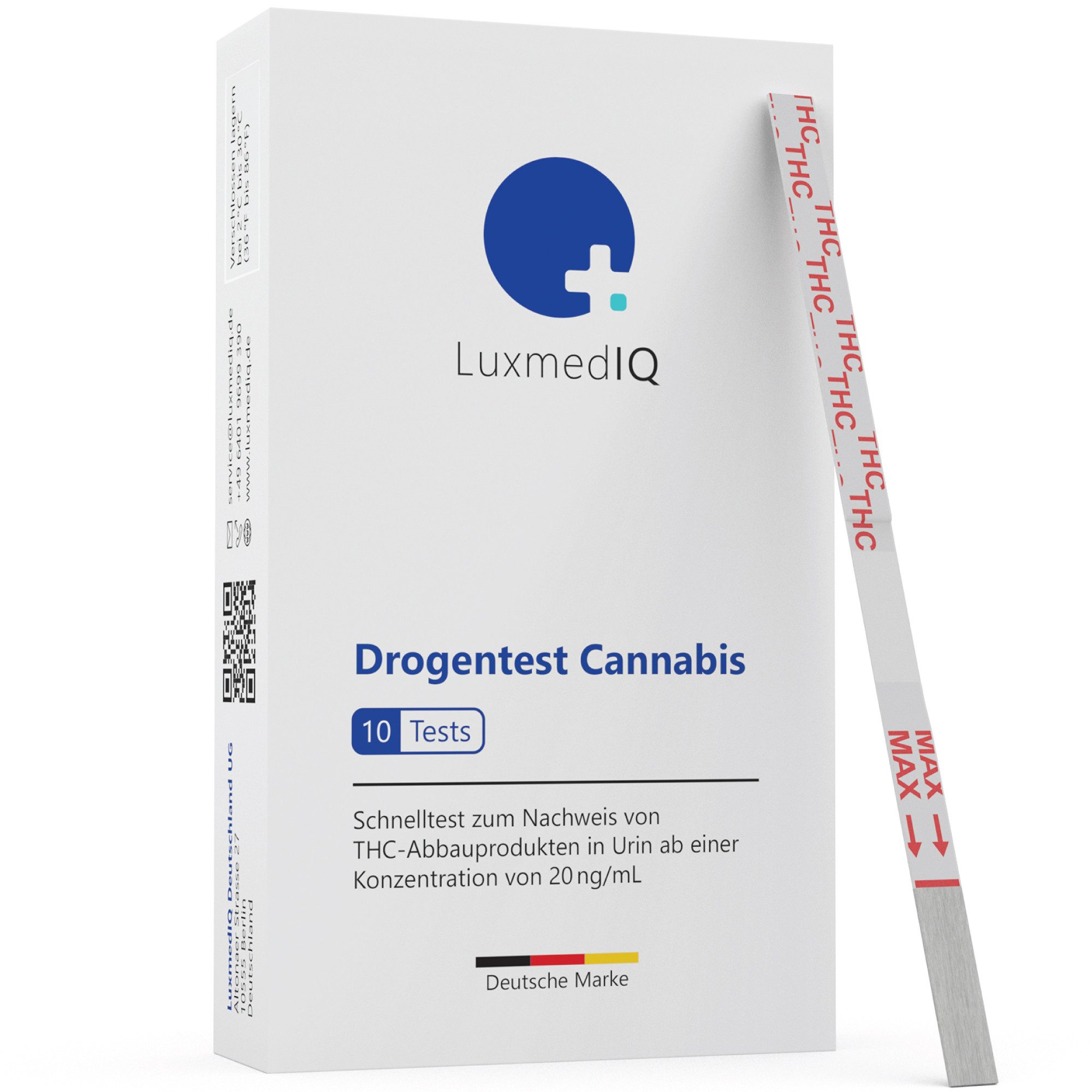LuxmedIQ Drogen-Schnelltest Cannabis - Urin Drogentest THC Marihuana - Cut-off 20 ng/mL, 10-tlg.