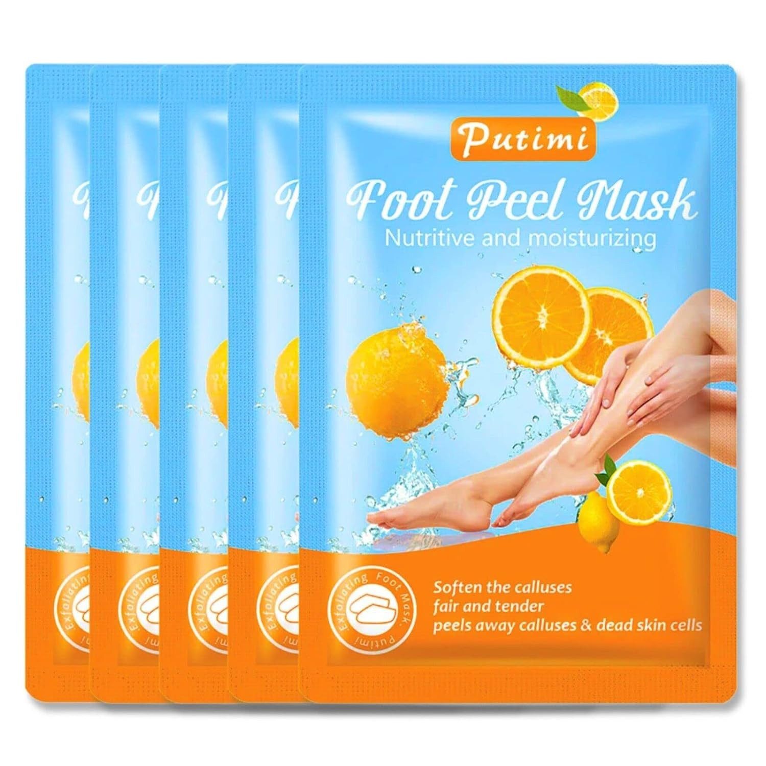 P-Beauty Cosmetic Accessories Fußmaske Fusspeeling Fußpflege Anti Hornhaut Socken Hornhautentferner mit Lemon, 5-tlg., 1 Paar, 3 Paar oder 5 Paar