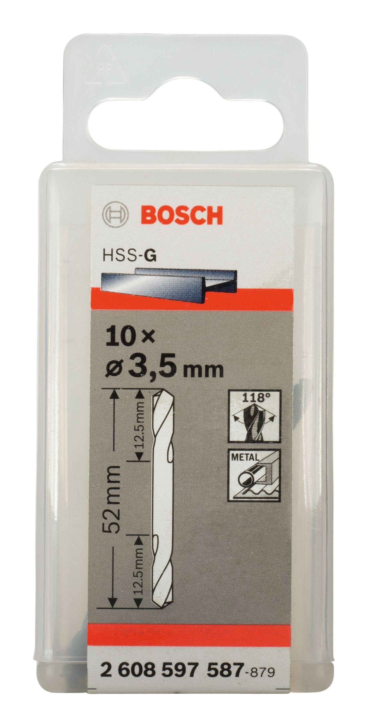 - x BOSCH (10 x 52 14 3,5 Doppelendbohrer Metallbohrer, HSS-G 10er-Pack - Stück), mm